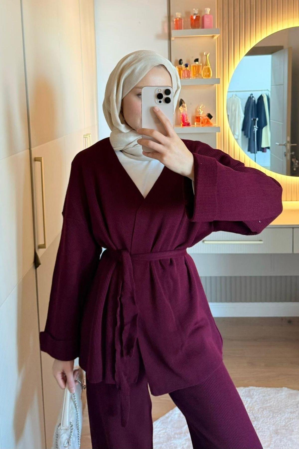 Kol Katlamalı Kemerli Takım Bordo, Fiyatları 