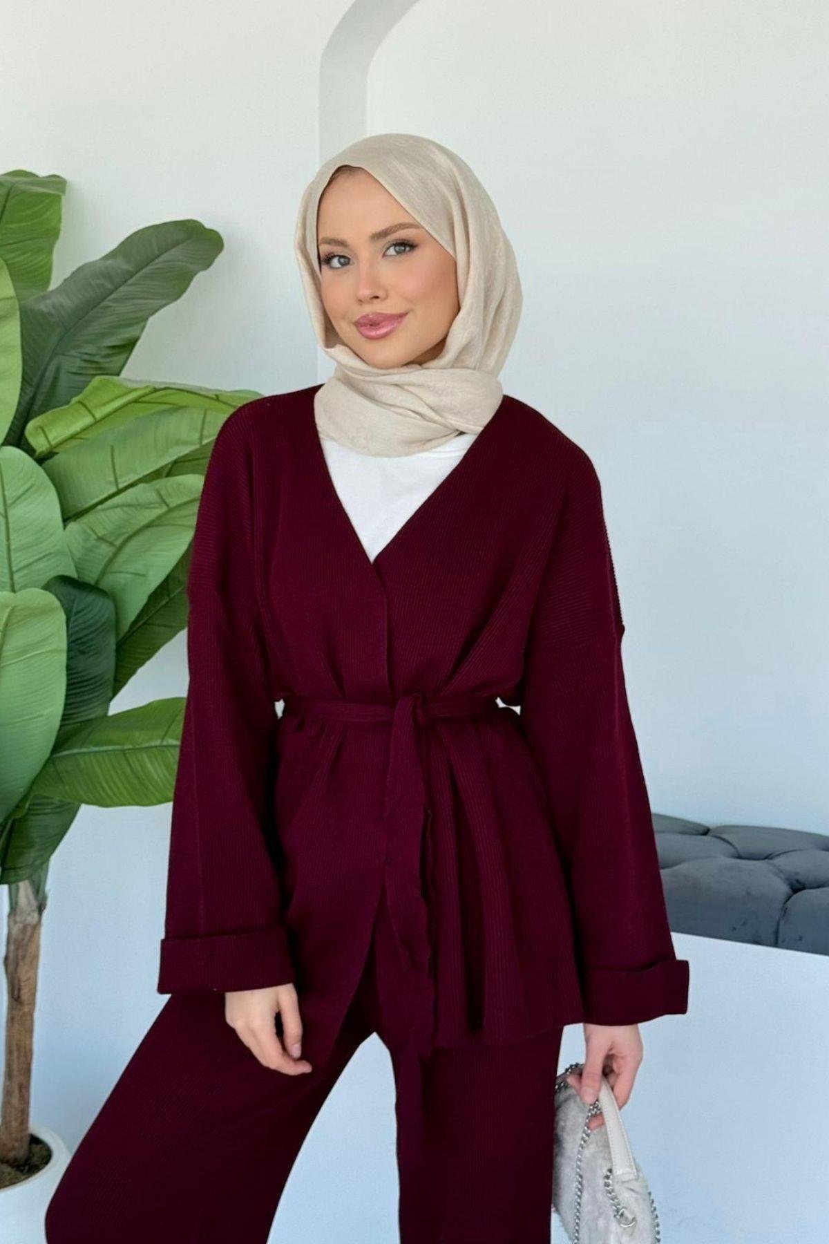 Kol Katlamalı Kemerli Takım Bordo, Fiyatları 