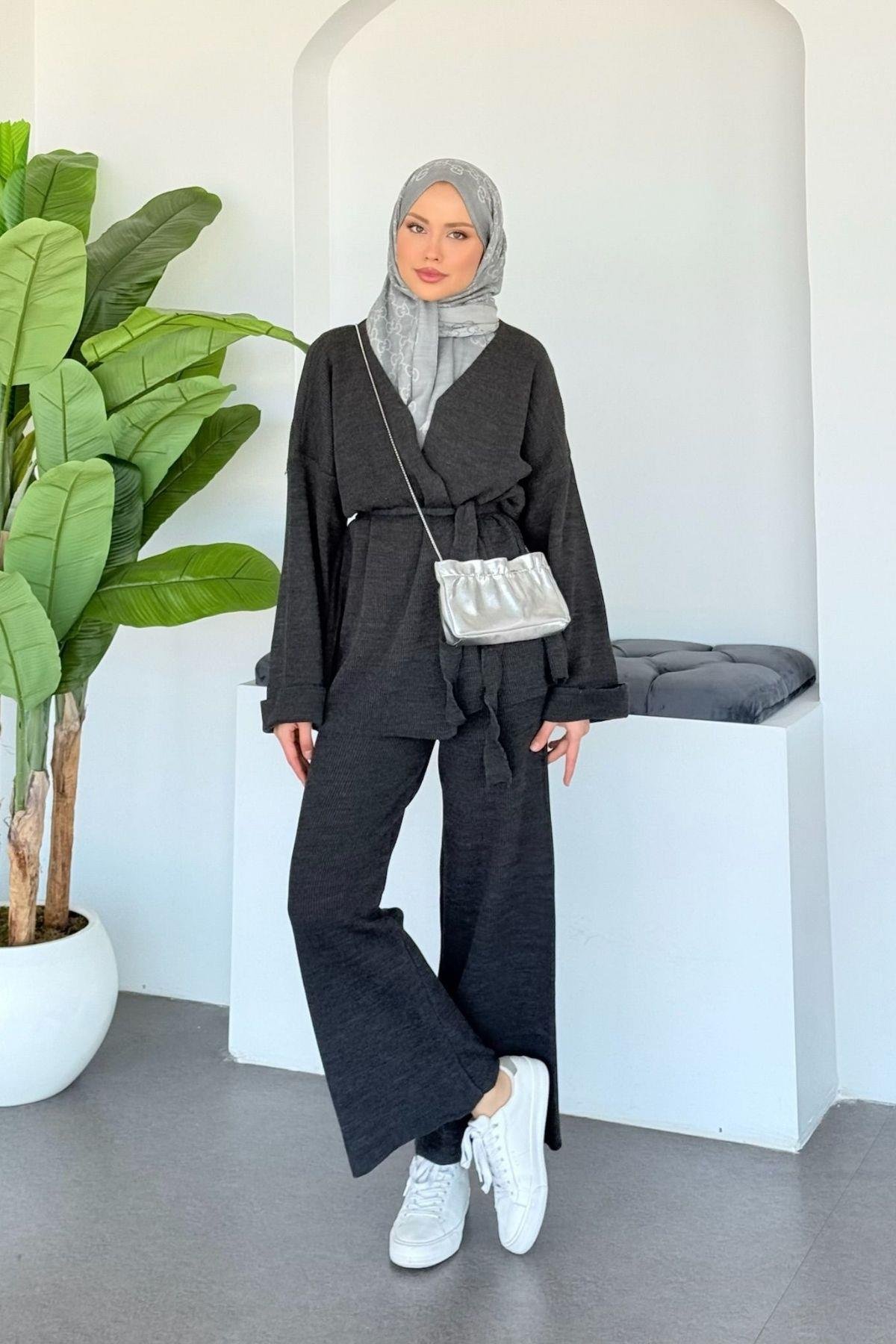 Kol Katlamalı Kemerli Takım Füme, Fiyatları 