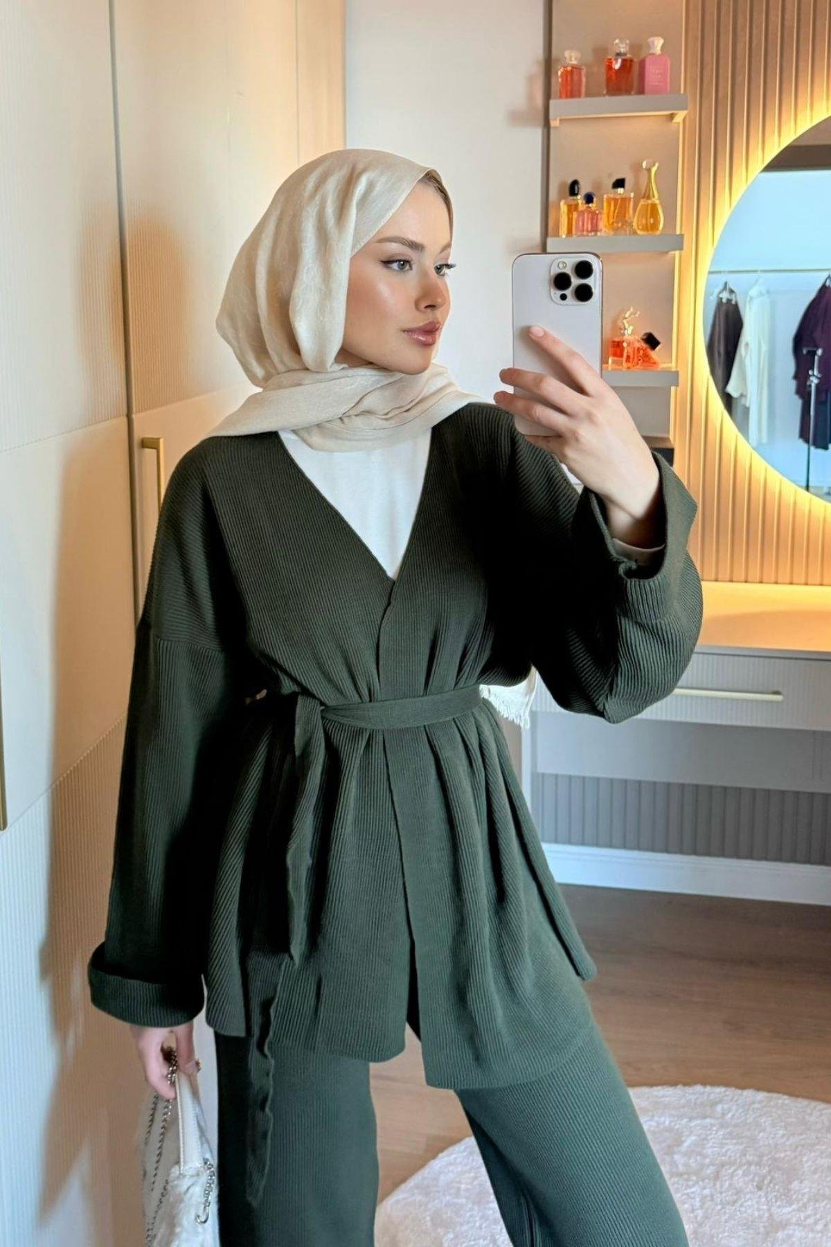 Kol Katlamalı Kemerli Takım Haki, Fiyatları 