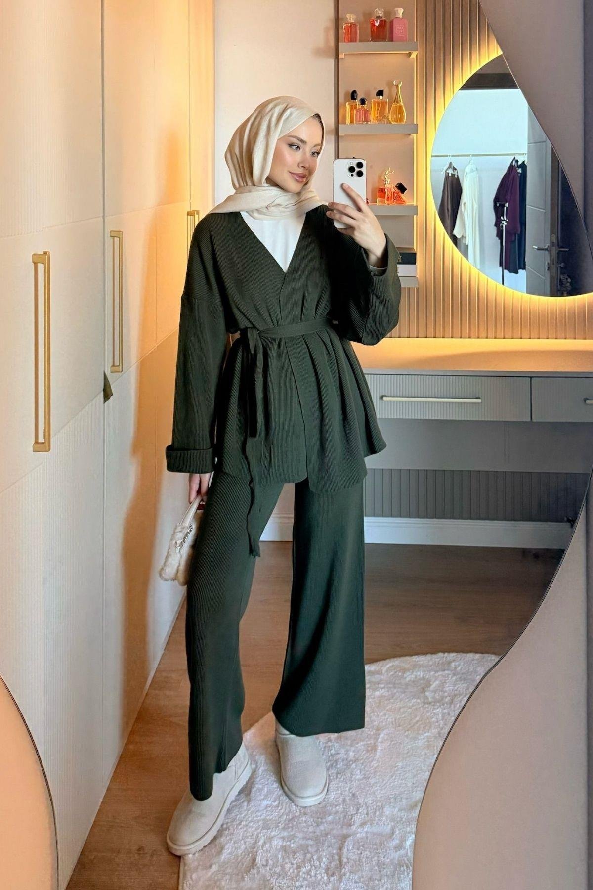 Kol Katlamalı Kemerli Takım Haki, Fiyatları 