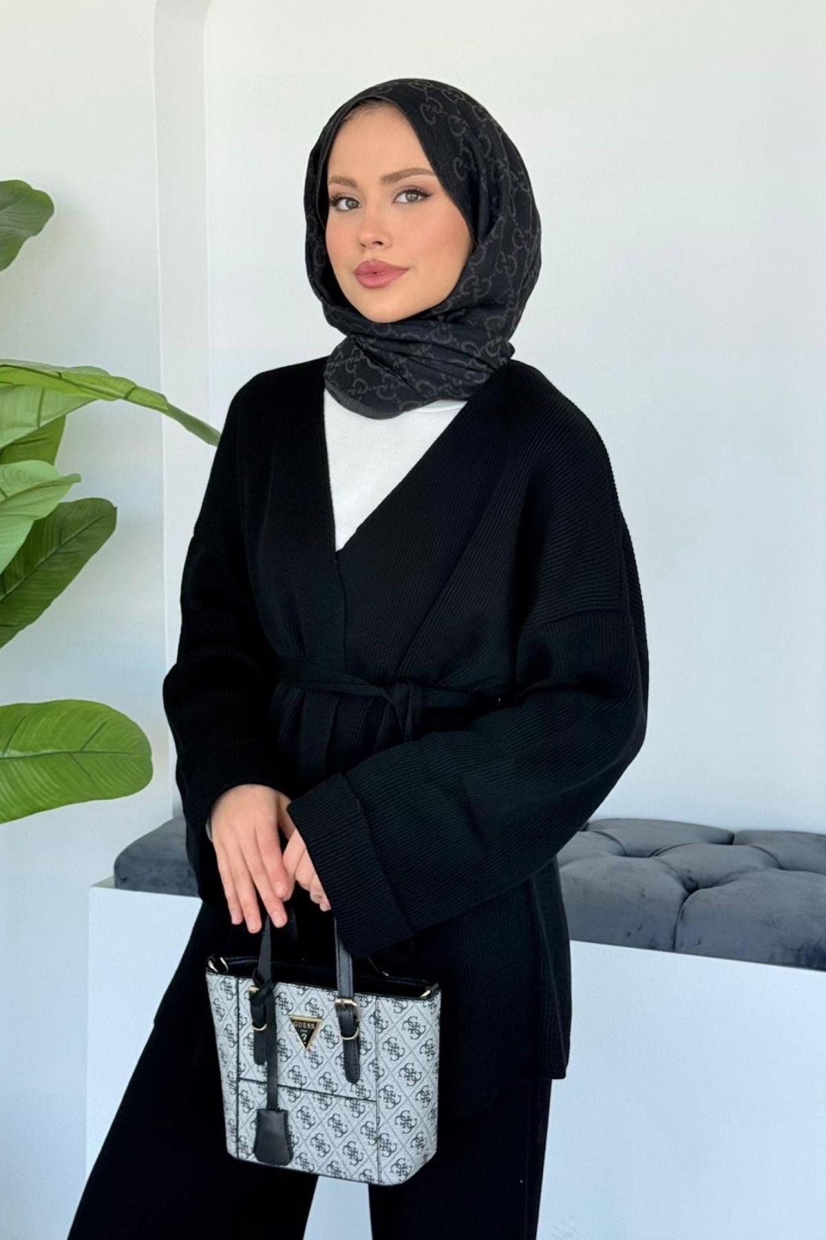 Kol Katlamalı Kemerli Takım Siyah, Fiyatları 