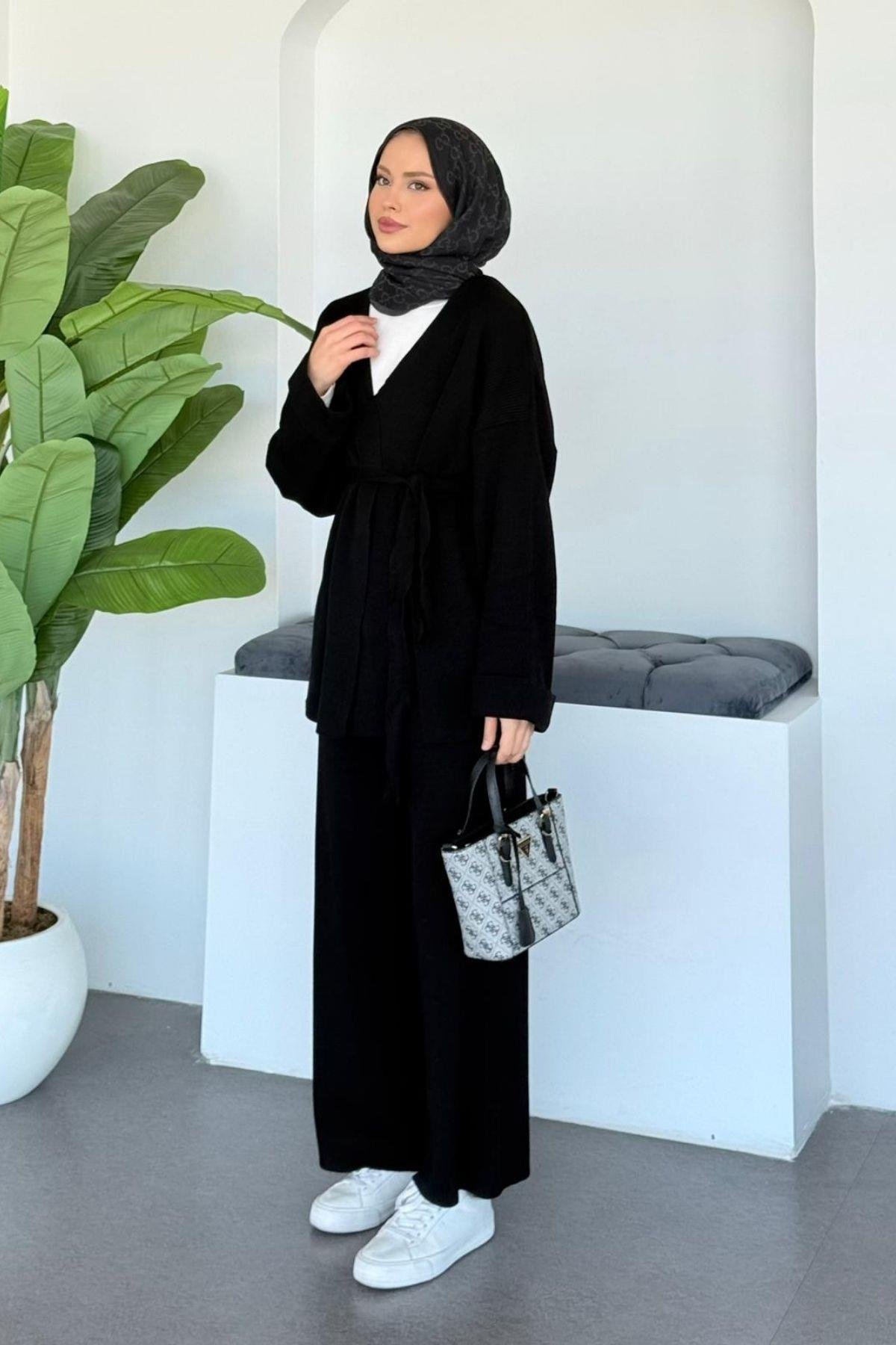 Kol Katlamalı Kemerli Takım Siyah, Fiyatları 