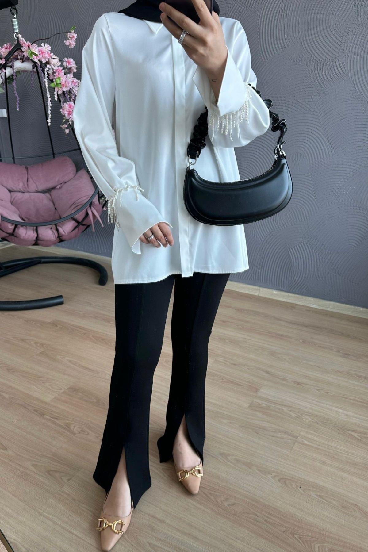 Kolu Boncuklu Gömlek Beyaz, Fiyatları 