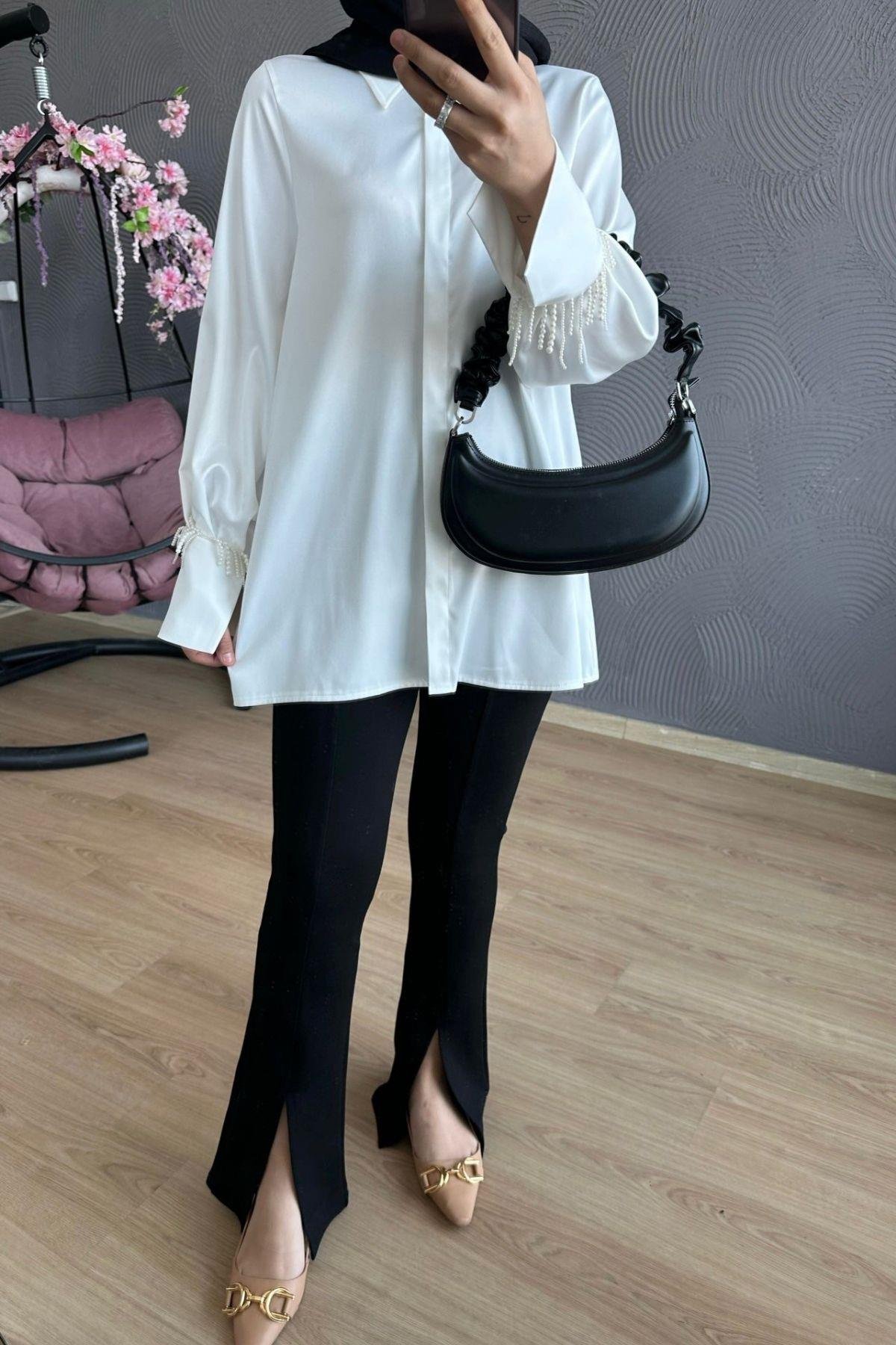 Kolu Boncuklu Gömlek Beyaz, Fiyatları 