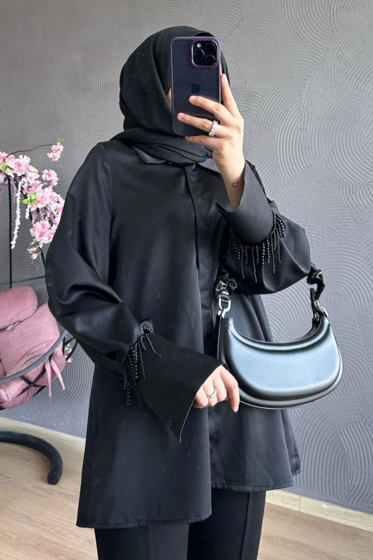 Kolu Boncuklu Gömlek Siyah, Fiyatları 