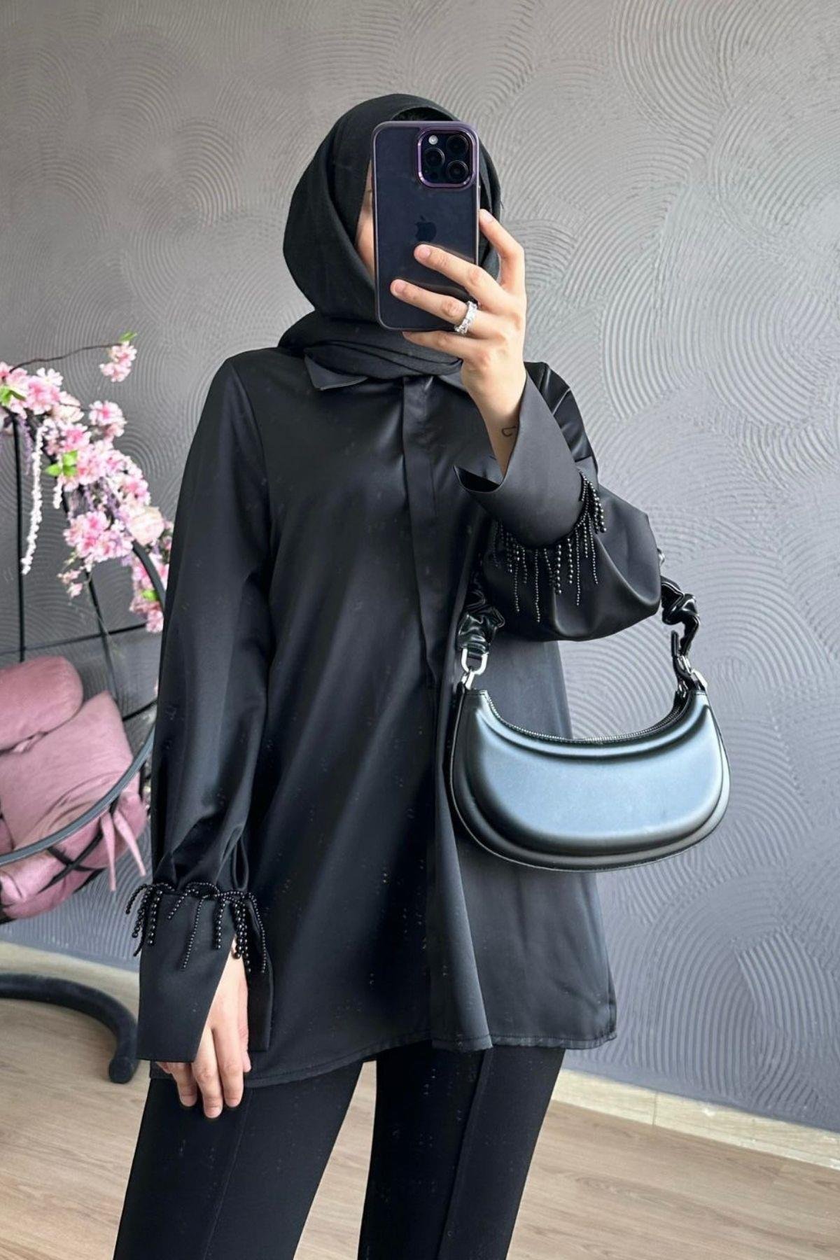 Kolu Boncuklu Gömlek Siyah, Fiyatları 