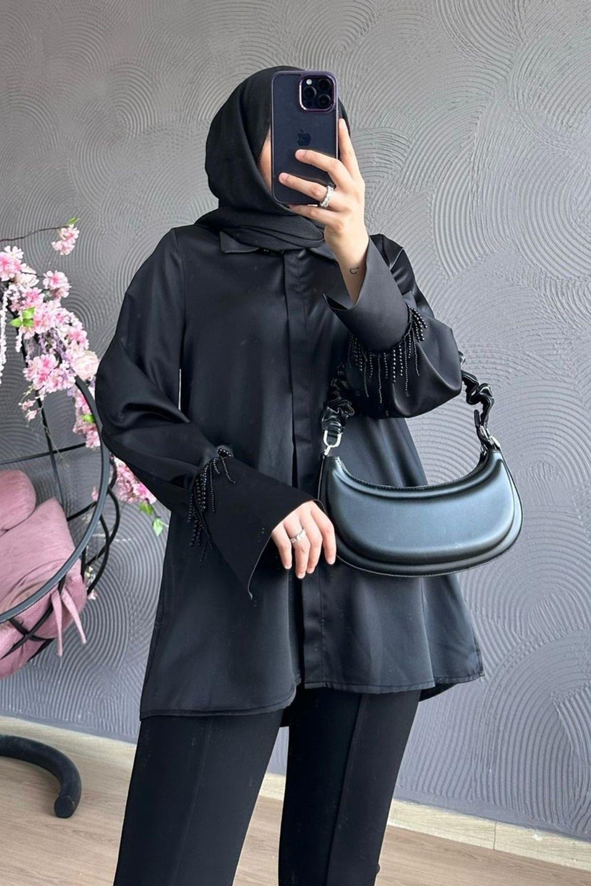 Kolu Boncuklu Gömlek Siyah, Fiyatları 