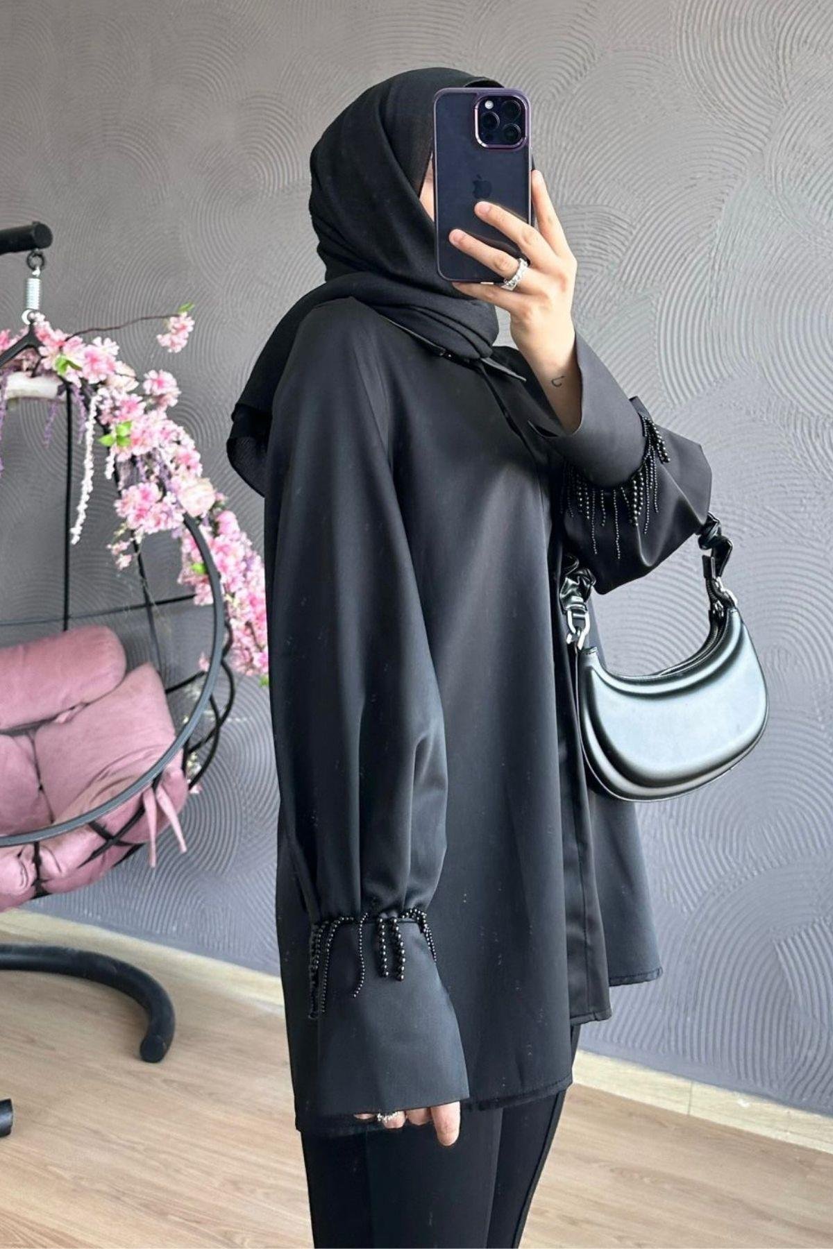 Kolu Boncuklu Gömlek Siyah, Fiyatları 