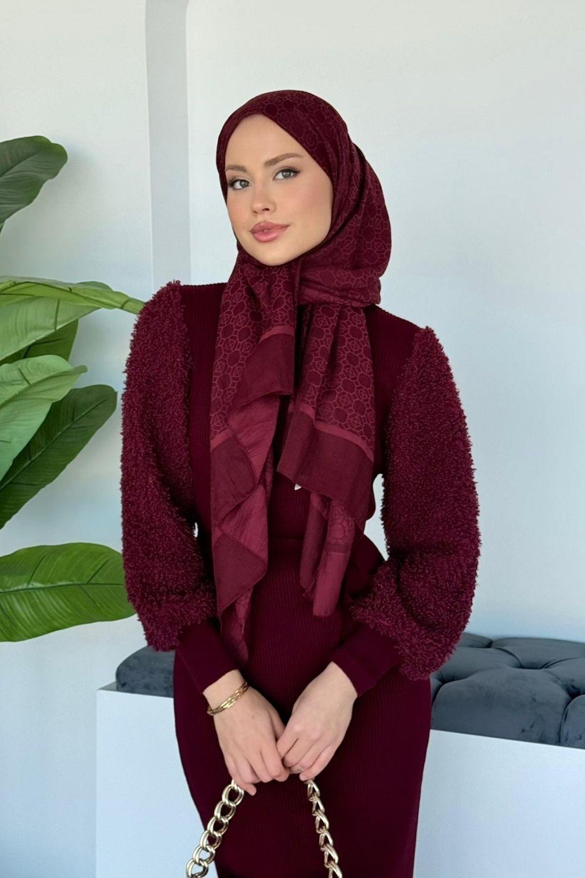 Kolu Peluş Triko Elbise Bordo, Fiyatları 