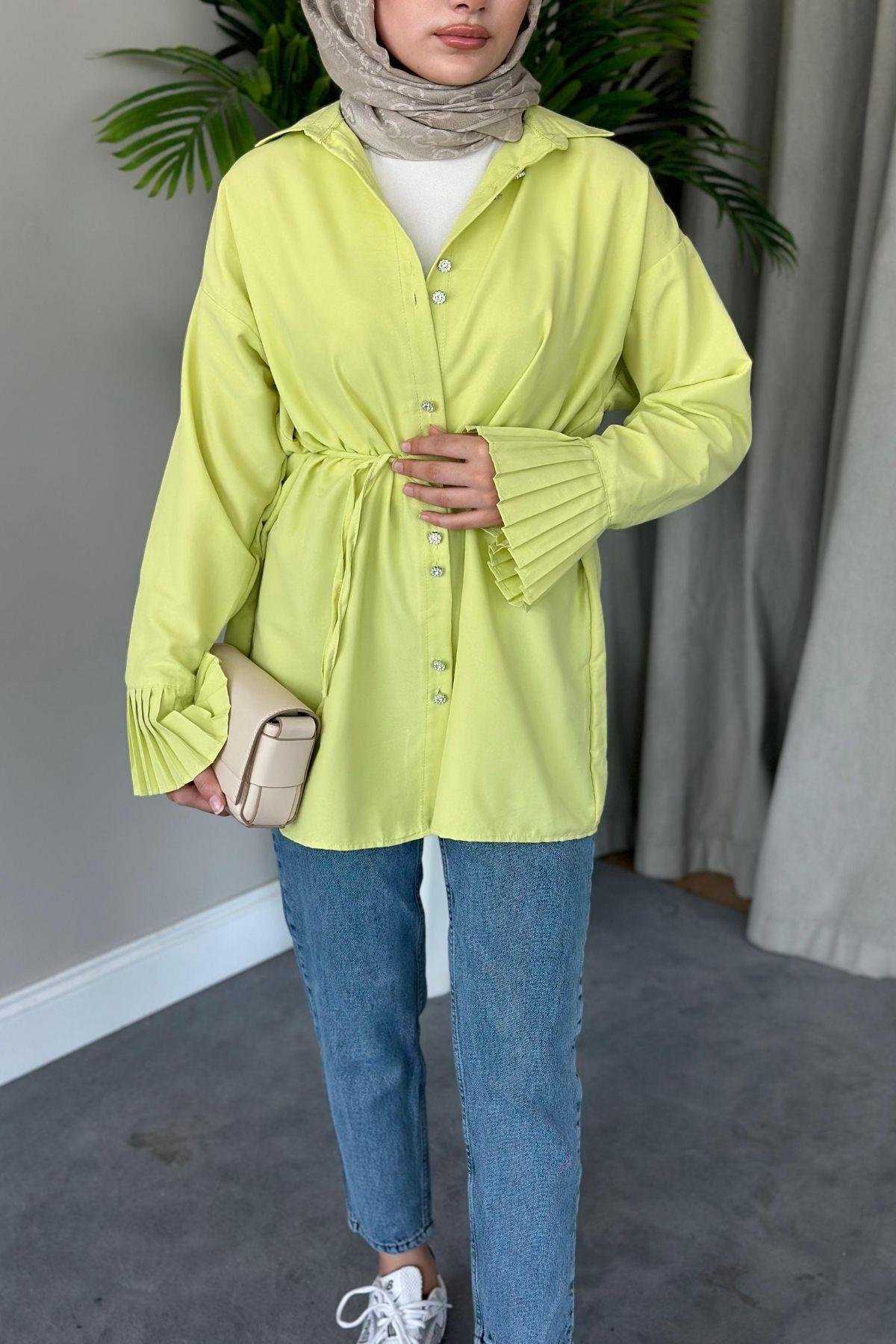 Piliseli Poplin Gömlek Koyu Sarı, Fiyatları 