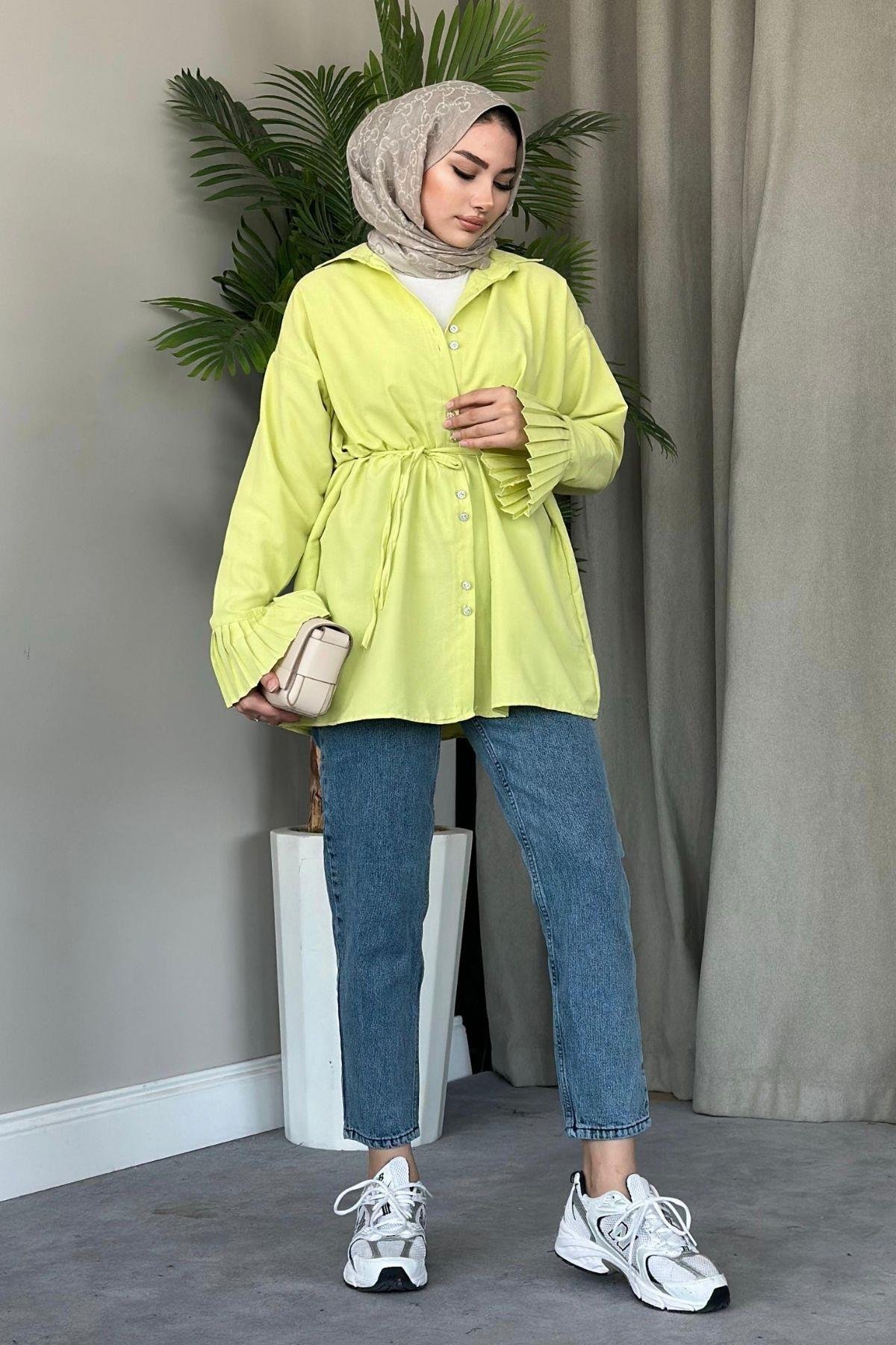 Piliseli Poplin Gömlek Koyu Sarı, Fiyatları 