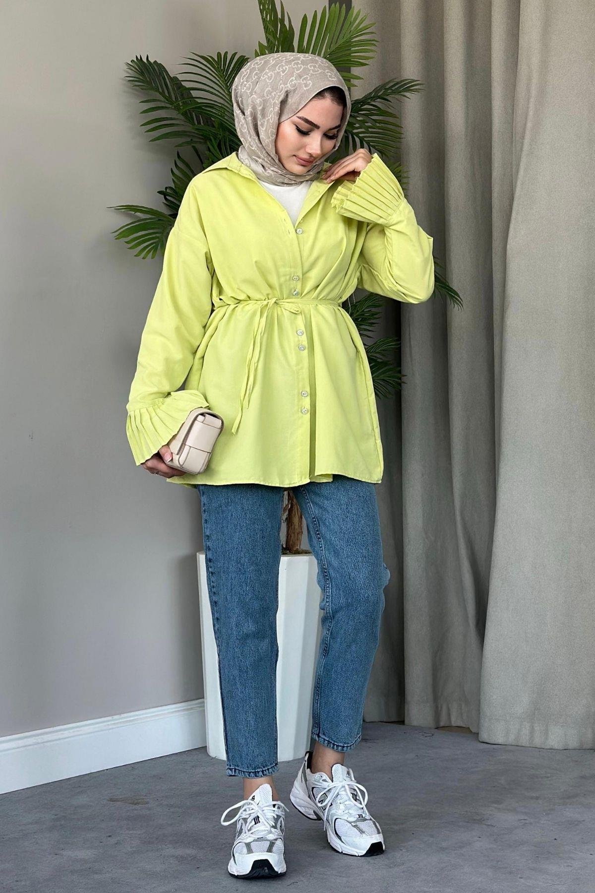 Piliseli Poplin Gömlek Koyu Sarı, Fiyatları 