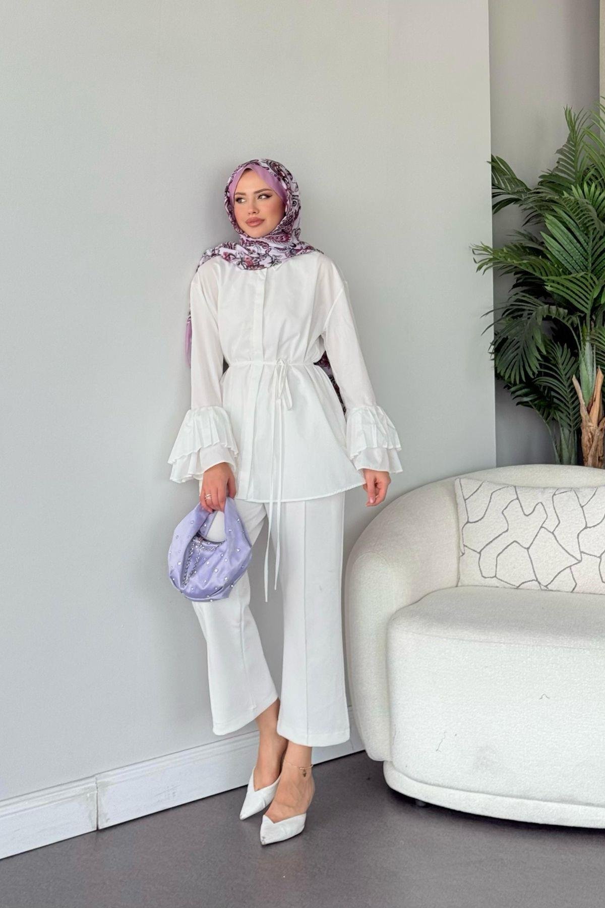 Kolu Piliseli Uzun Gömlek Beyaz, Fiyatları 