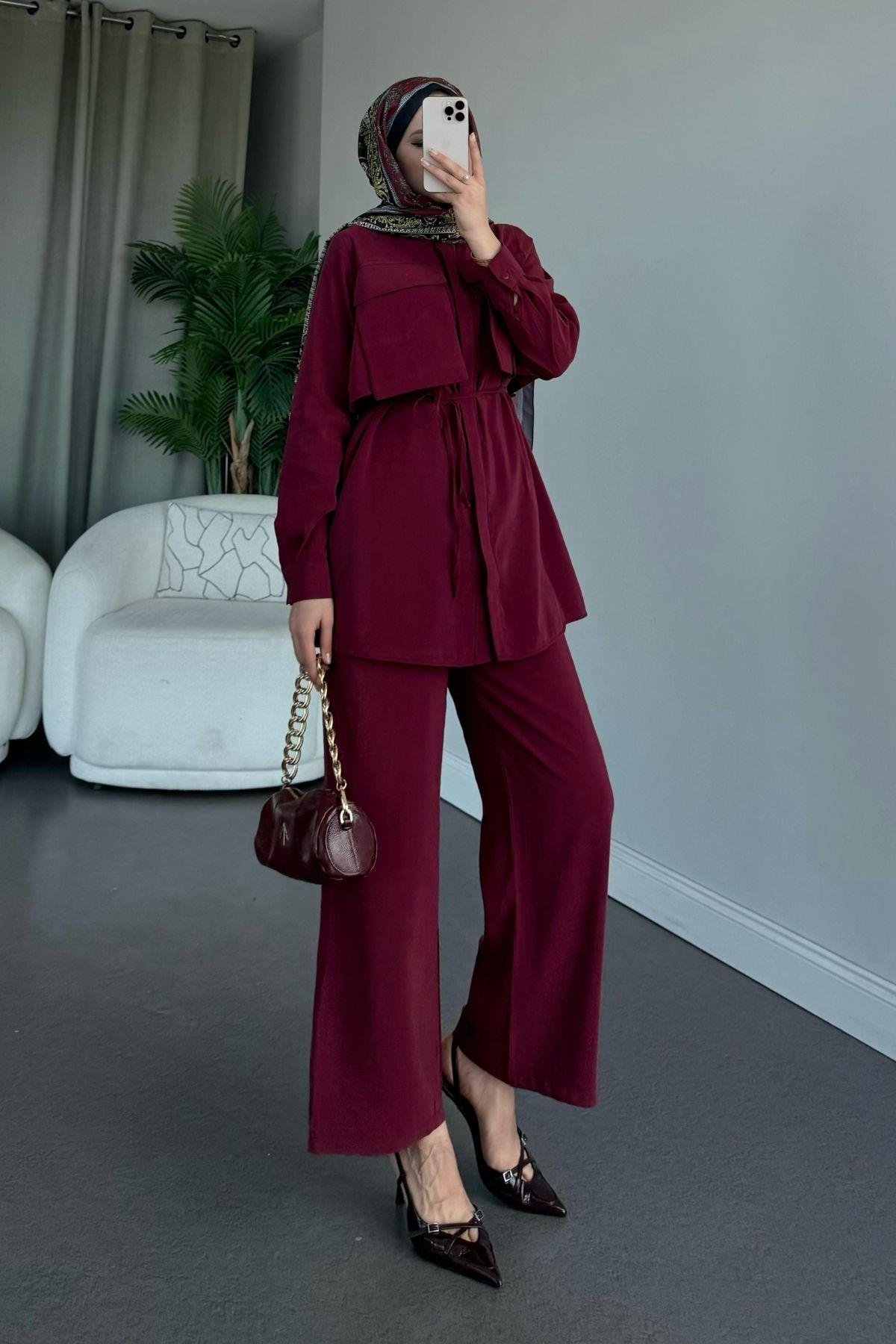 Körük Cepli Takım Bordo, Fiyatları Körük Cepli Takım Bordo- Haza Moda 