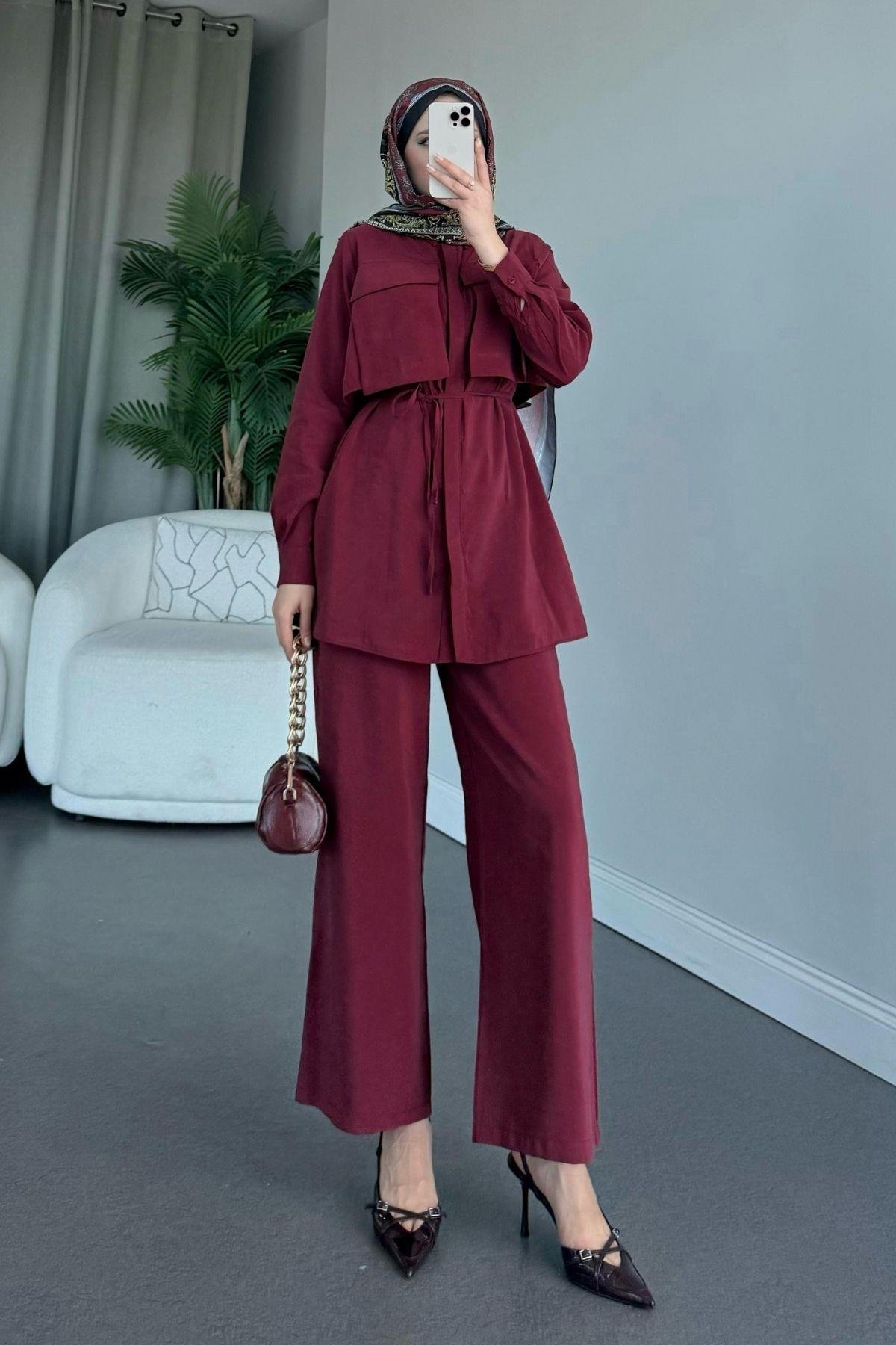Körük Cepli Takım Bordo, Fiyatları Körük Cepli Takım Bordo- Haza Moda 