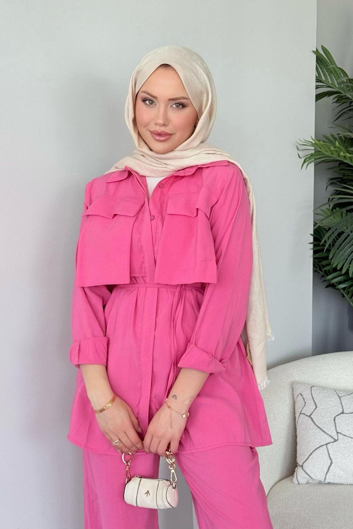 Körük Cepli Takım Pembe, Fiyatları Körük Cepli Takım Pembe- Haza Moda 