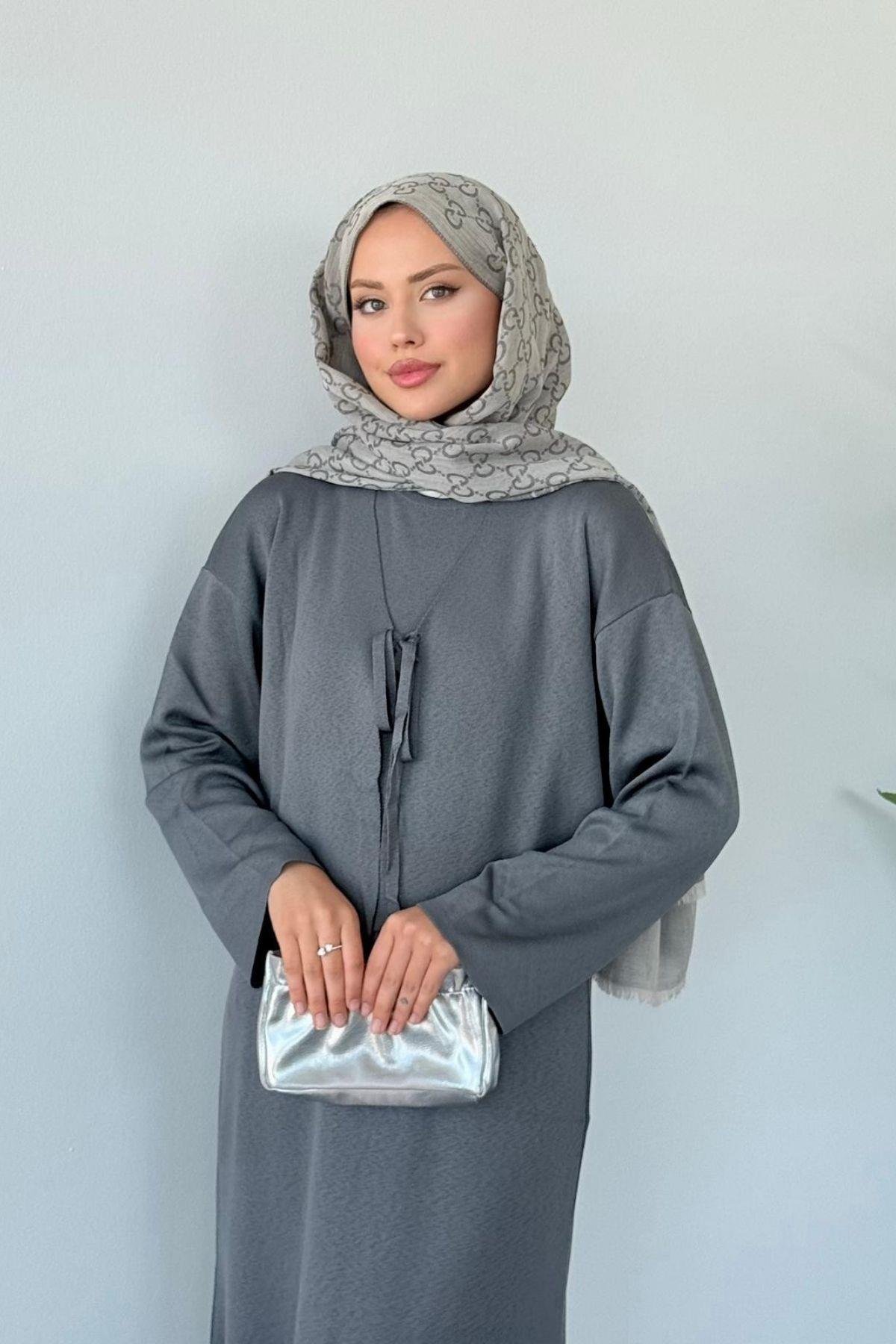 Kuğu Croplu Triko Elbise Füme, Fiyatları Kuğu Croplu Triko Elbise Füme- Haza Moda