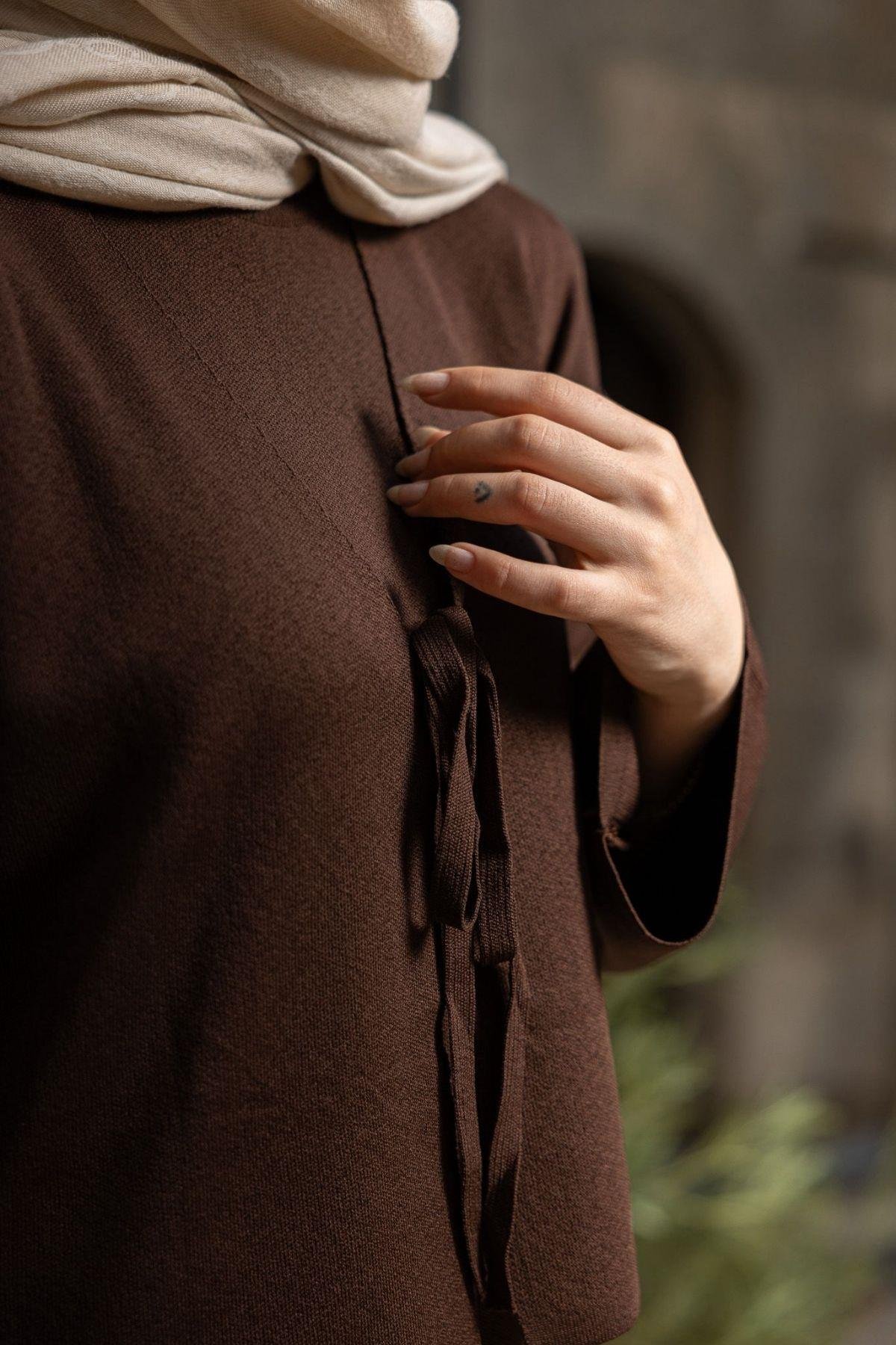 Kuğu Croplu Triko Elbise Kahve, Fiyatları Kuğu Croplu Triko Elbise Kahve- Haza Moda