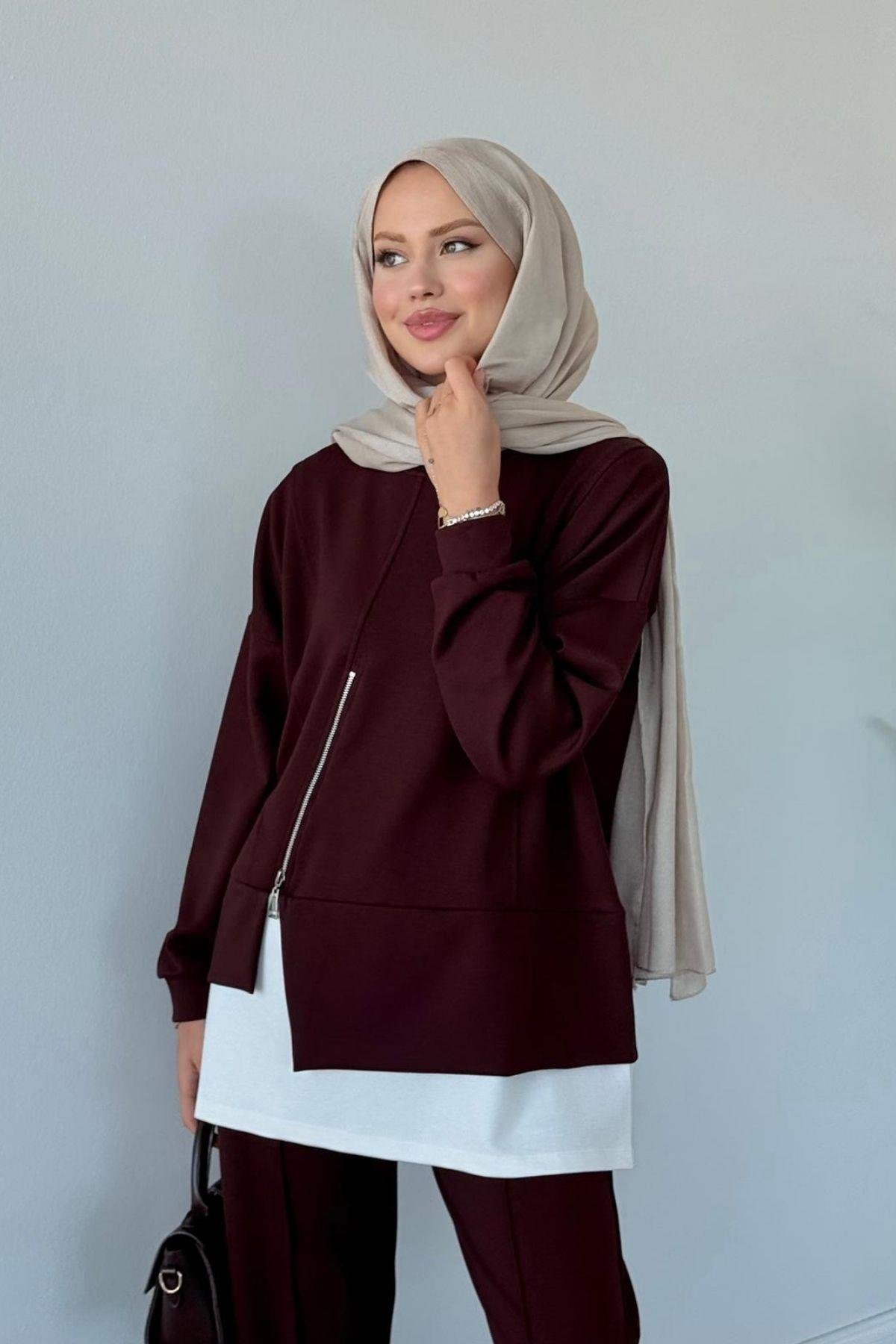 Kumsal Fermuarlı Oysho Takım Kahve, Fiyatları Kumsal Fermuarlı Oysho Takım Kahve- Haza Moda 