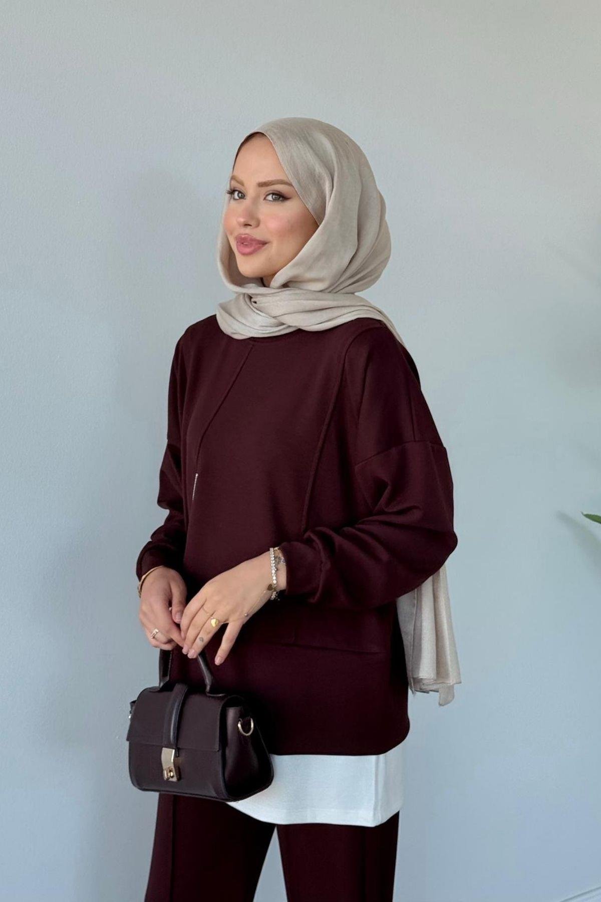 Kumsal Fermuarlı Oysho Takım Kahve, Fiyatları Kumsal Fermuarlı Oysho Takım Kahve- Haza Moda 