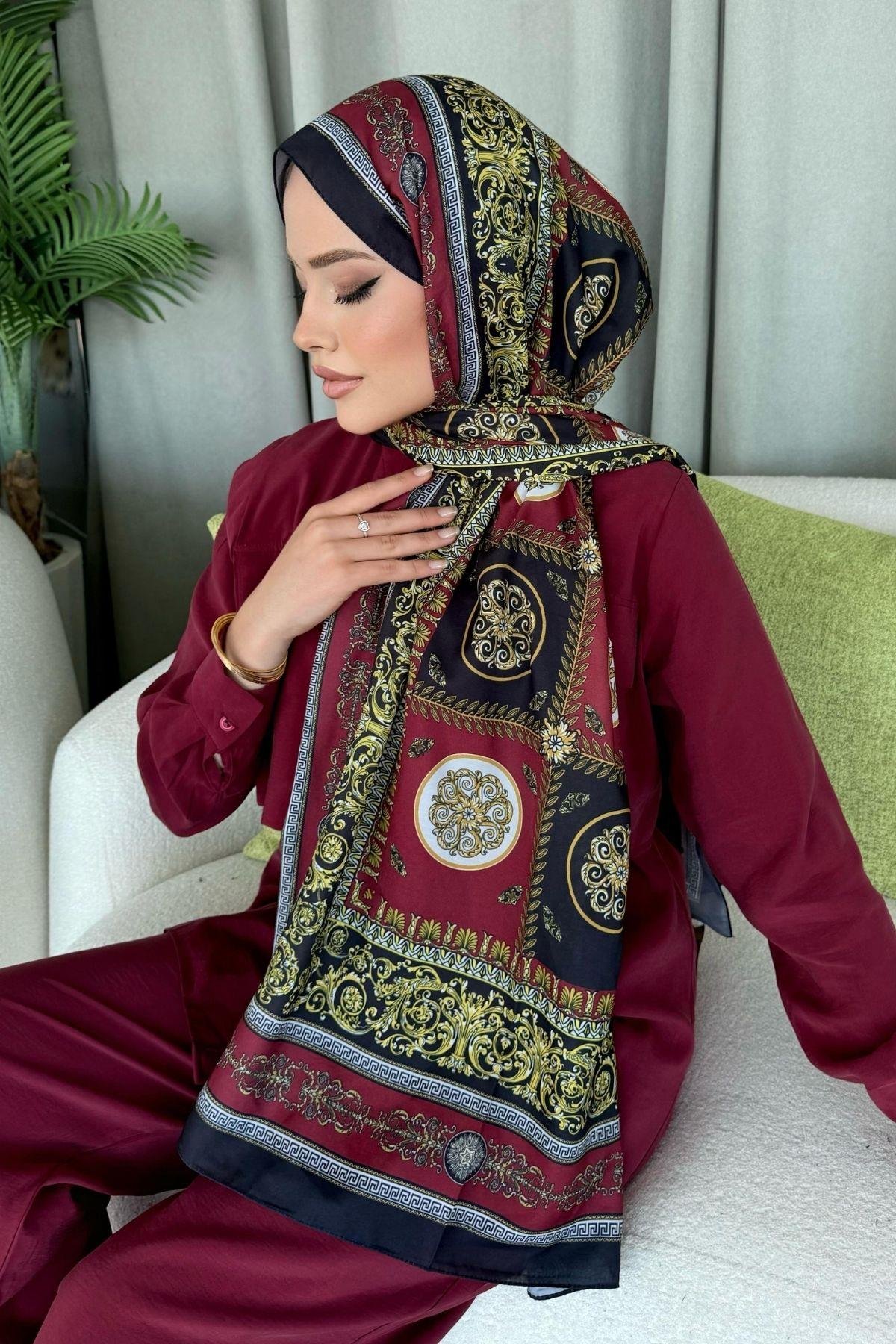 Kuoos Dijital Baskılı Şal Bordo, Fiyatları 