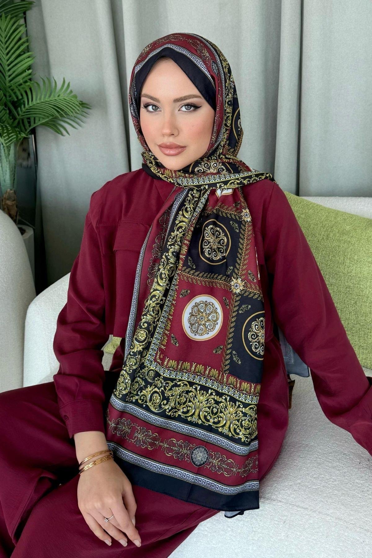 Kuoos Dijital Baskılı Şal Bordo, Fiyatları 