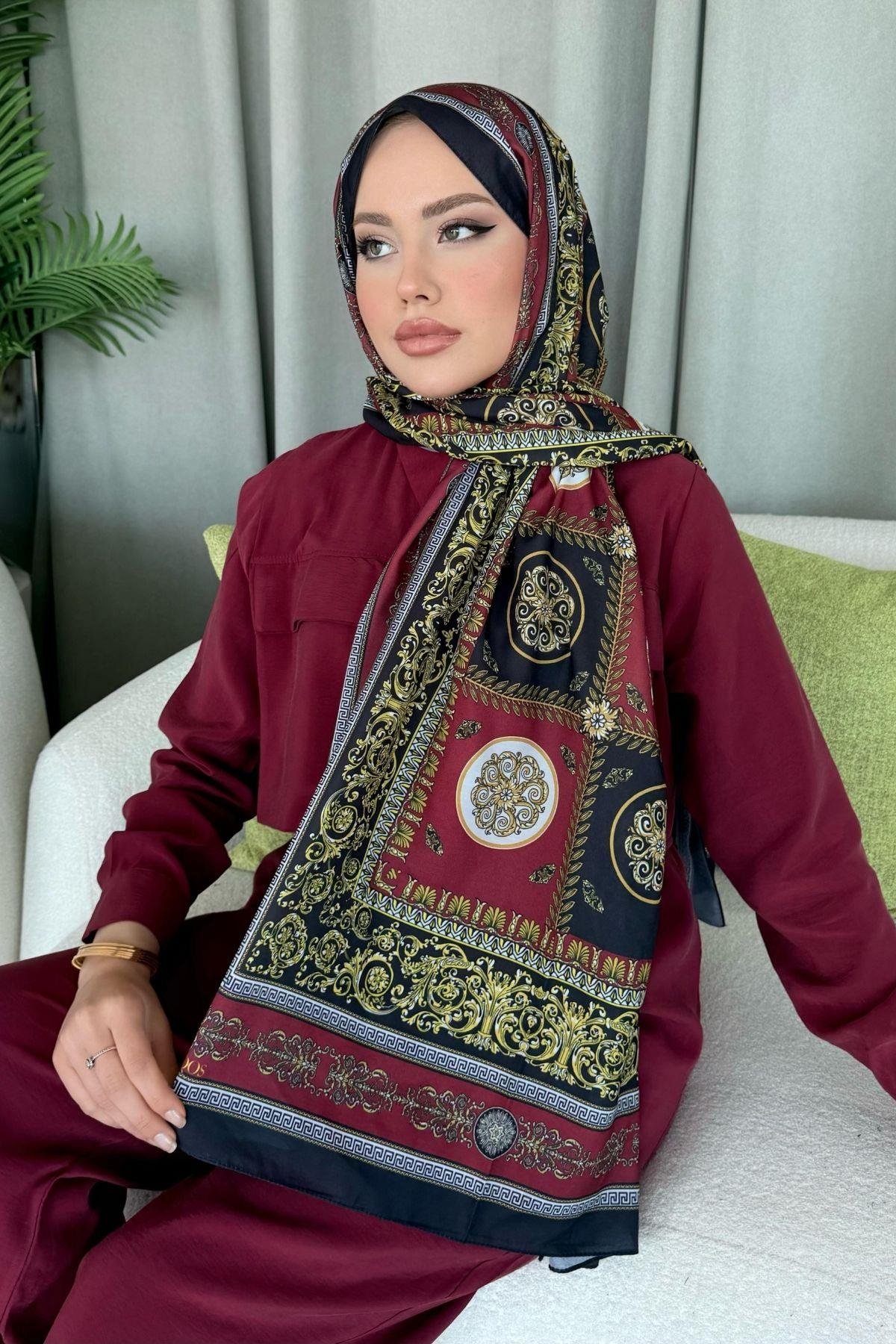 Kuoos Dijital Baskılı Şal Bordo, Fiyatları 