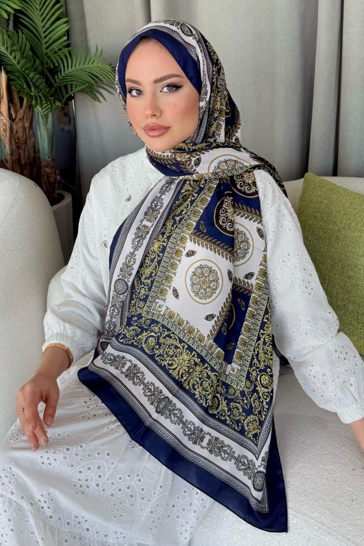 Kuoos Dijital Baskılı Şal Lacivert, Fiyatları 