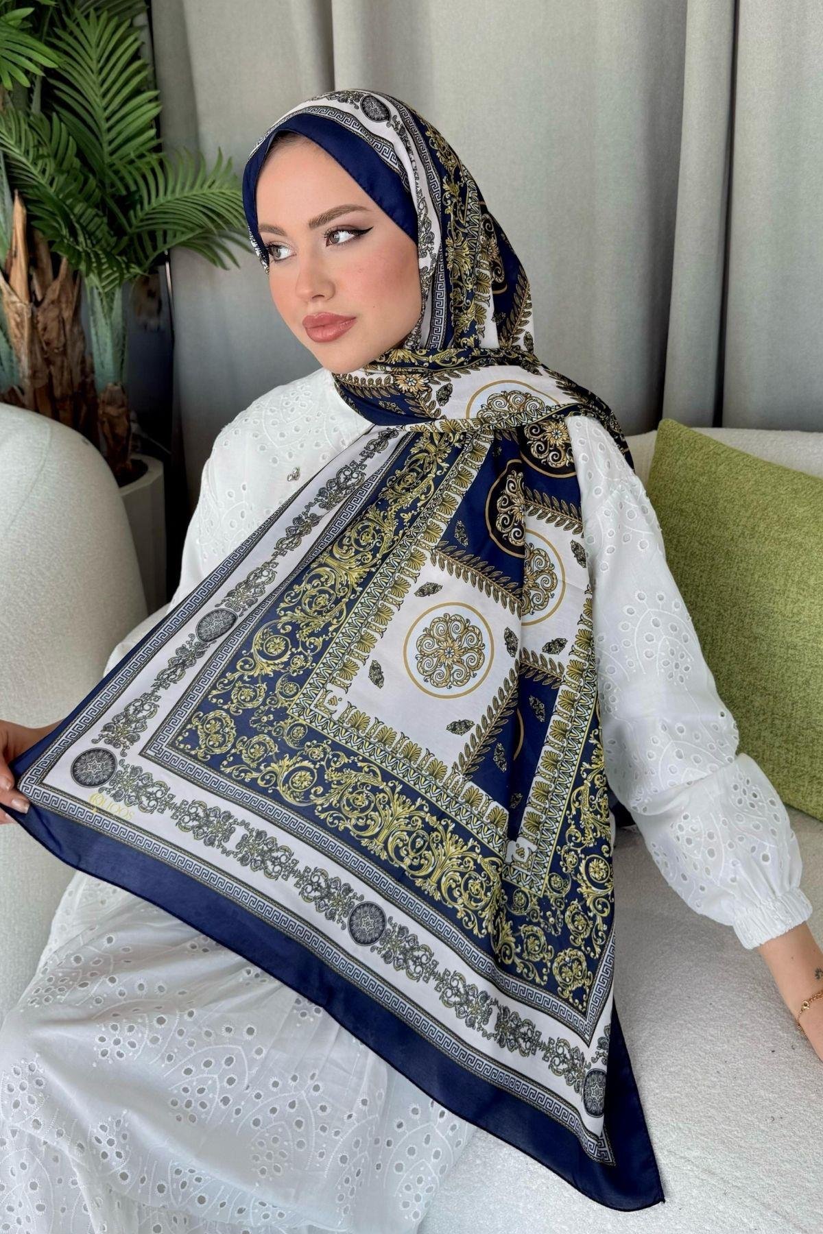 Kuoos Dijital Baskılı Şal Lacivert, Fiyatları 