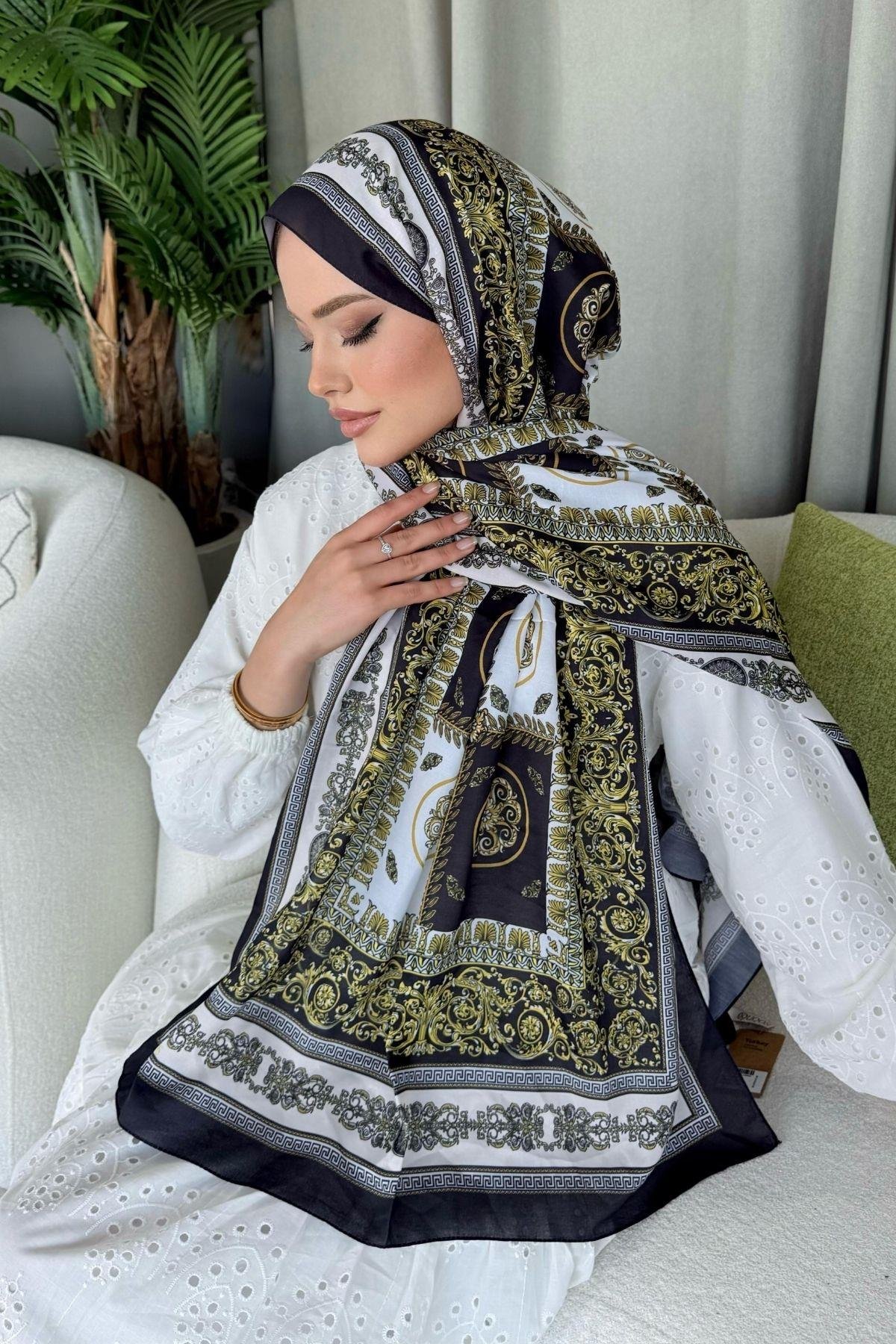 Kuoos Dijital Baskılı Şal Siyah, Fiyatları 