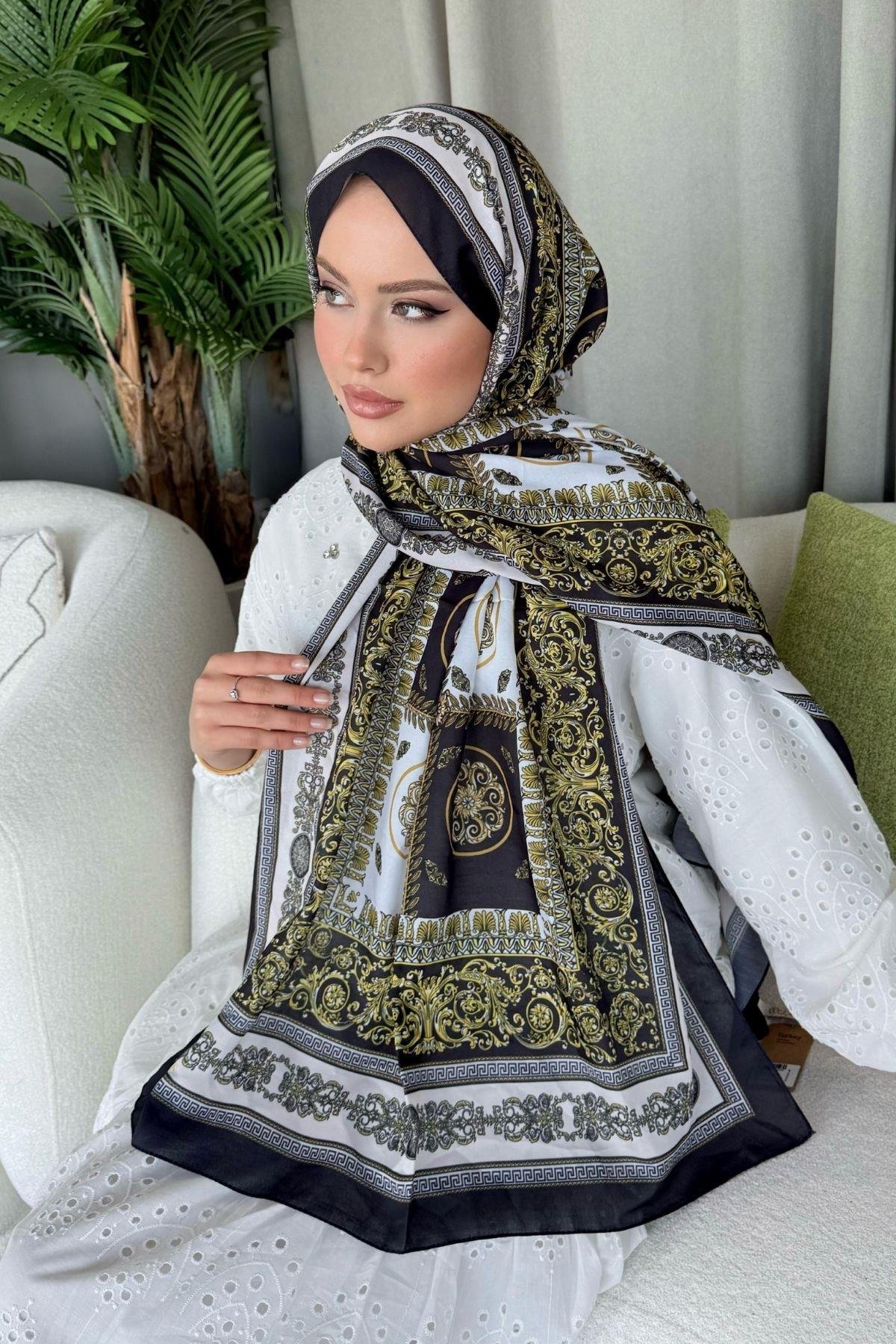 Kuoos Dijital Baskılı Şal Siyah, Fiyatları 