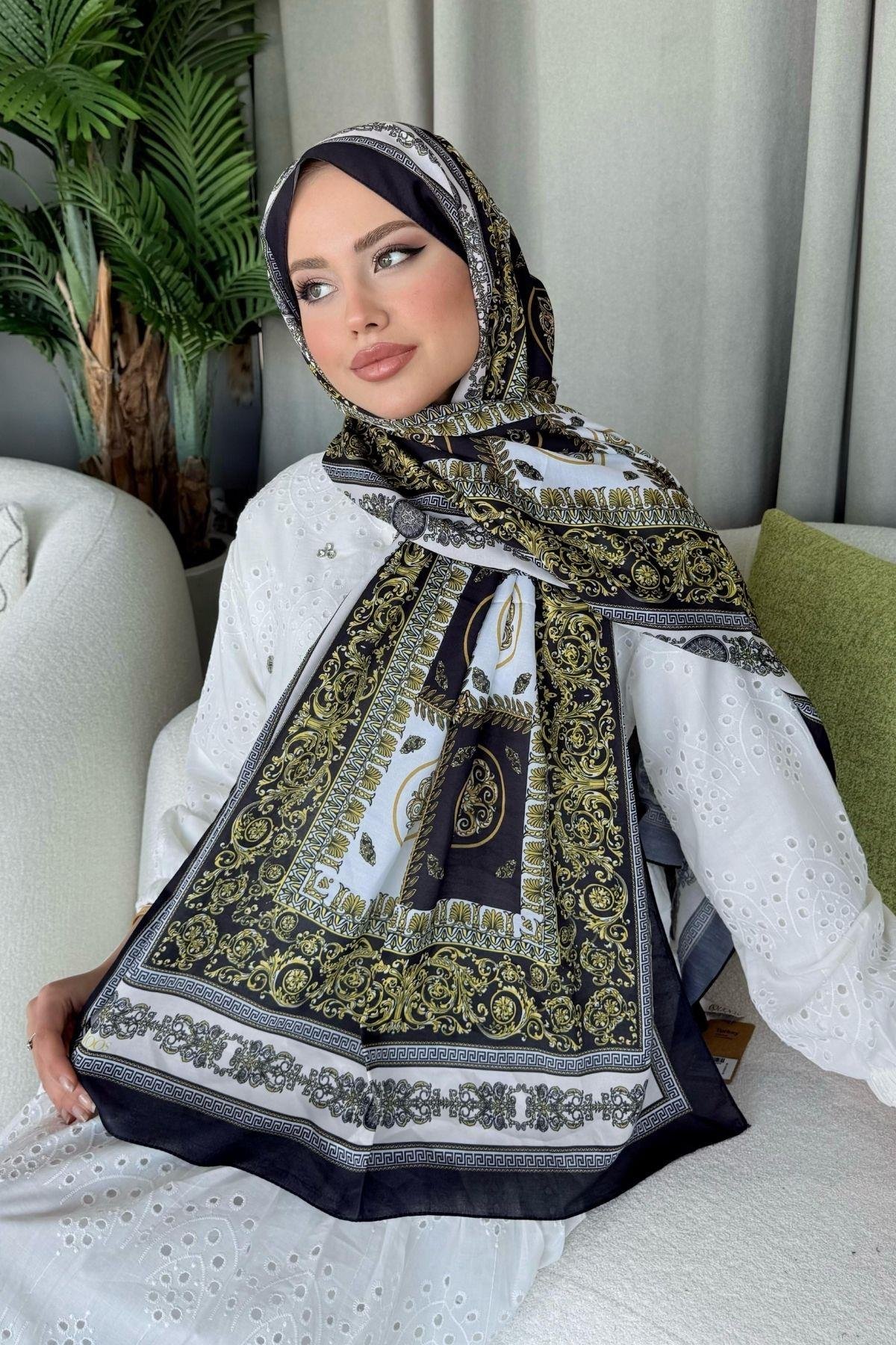 Kuoos Dijital Baskılı Şal Siyah, Fiyatları 