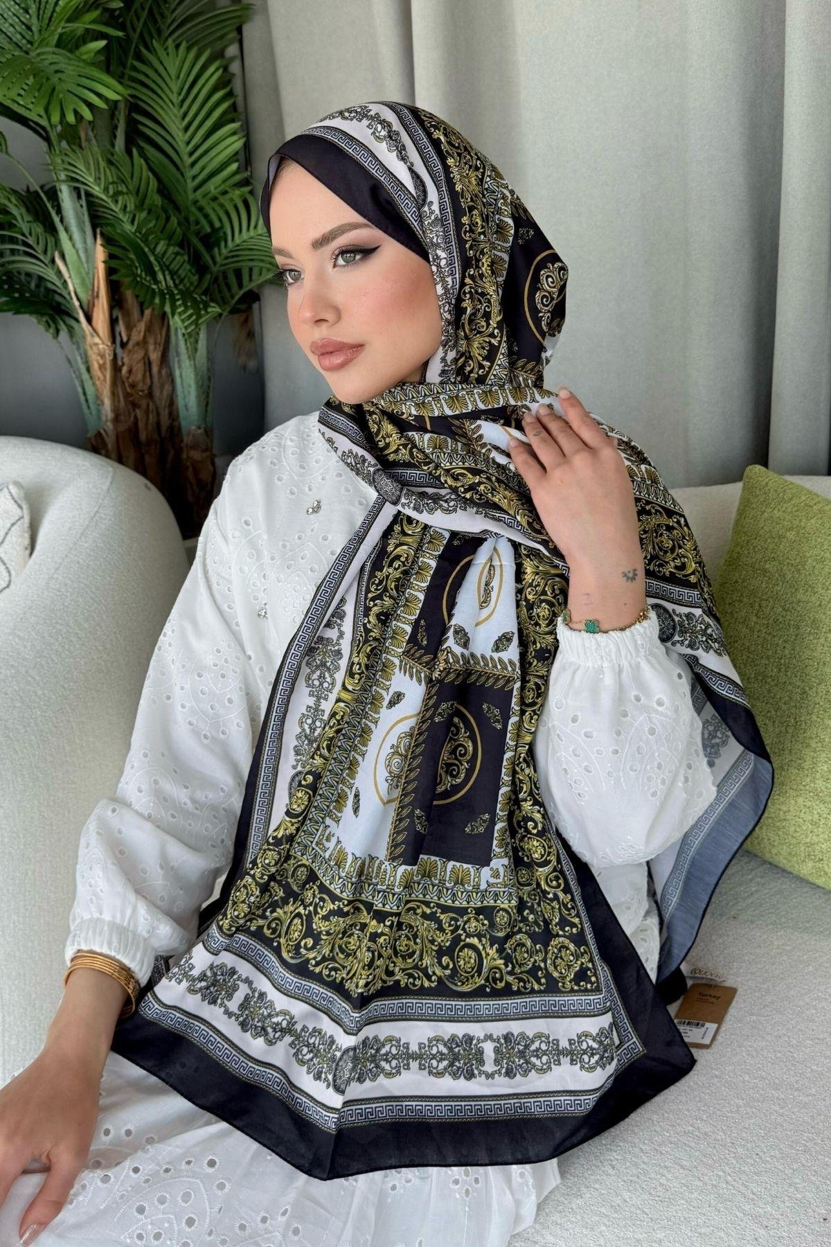 Kuoos Dijital Baskılı Şal Siyah, Fiyatları 