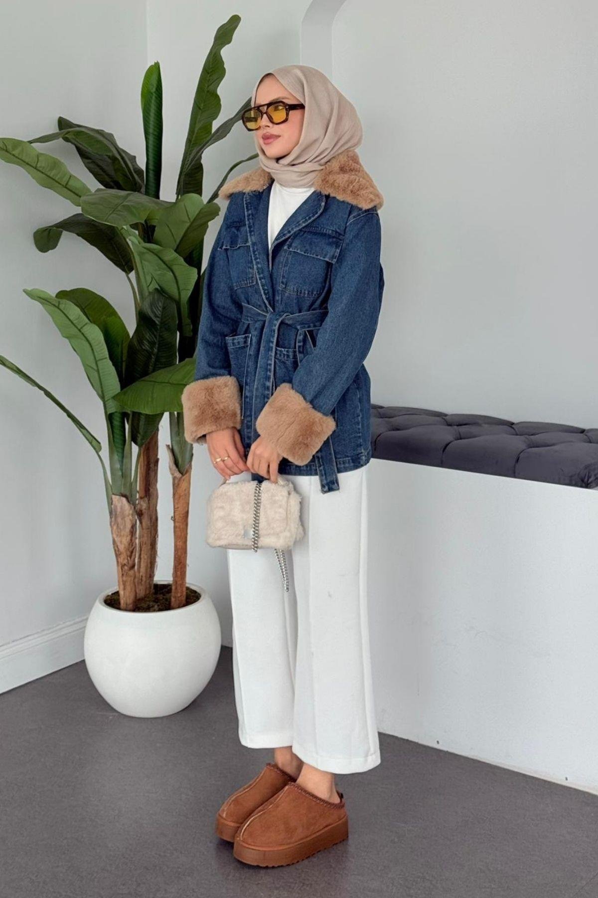 Kürklü Kot Ceket , Fiyatları Kürklü Kot Ceket  - Haza Moda 