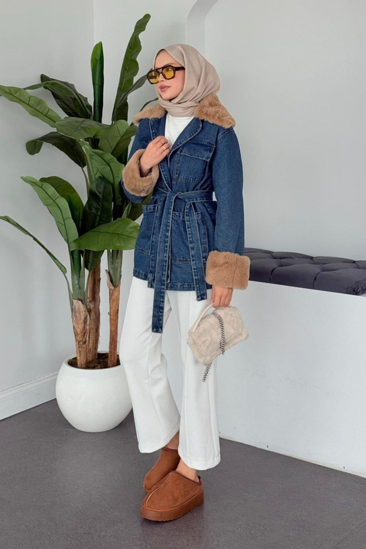 Kürklü Kot Ceket , Fiyatları Kürklü Kot Ceket  - Haza Moda 