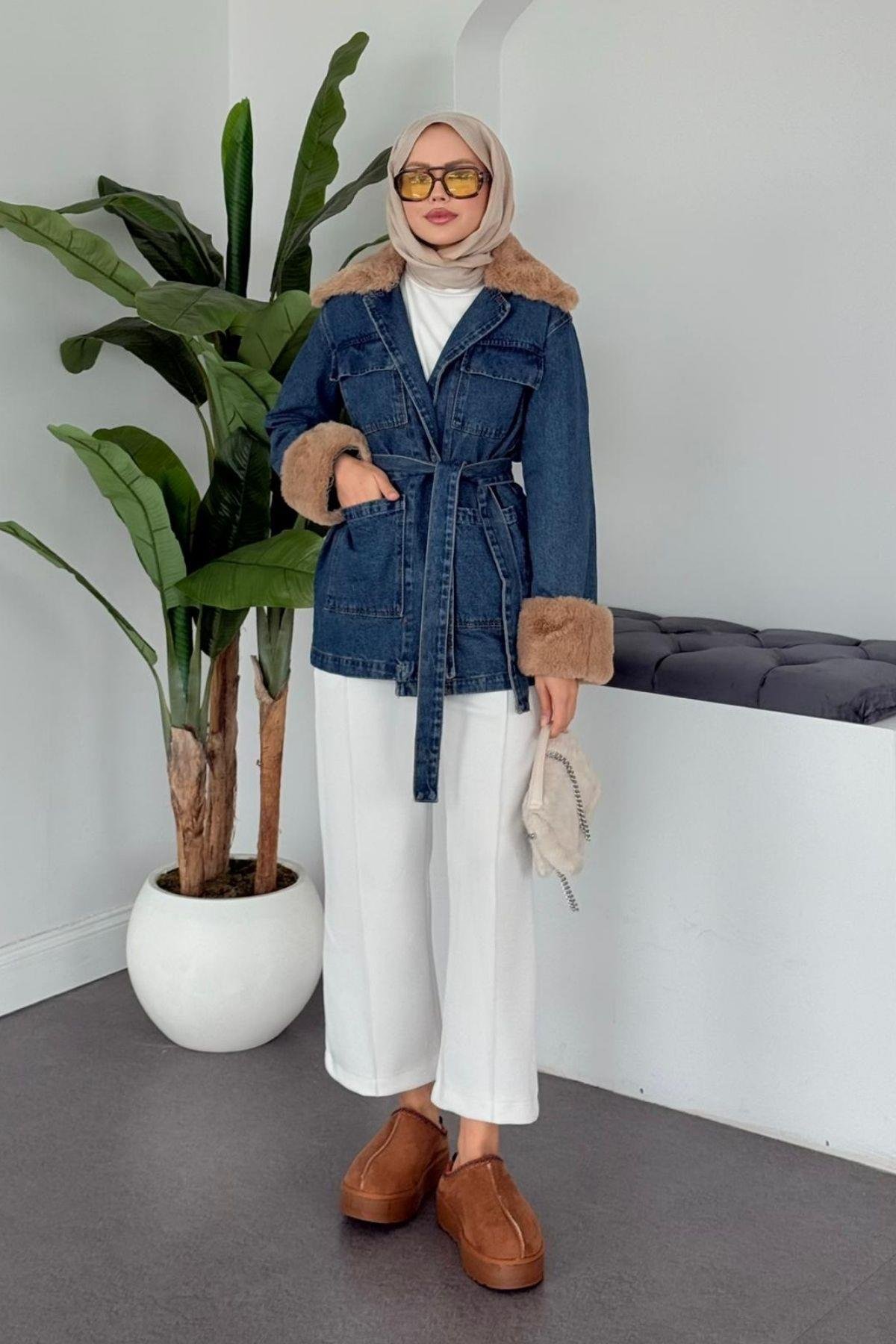 Kürklü Kot Ceket , Fiyatları Kürklü Kot Ceket  - Haza Moda 