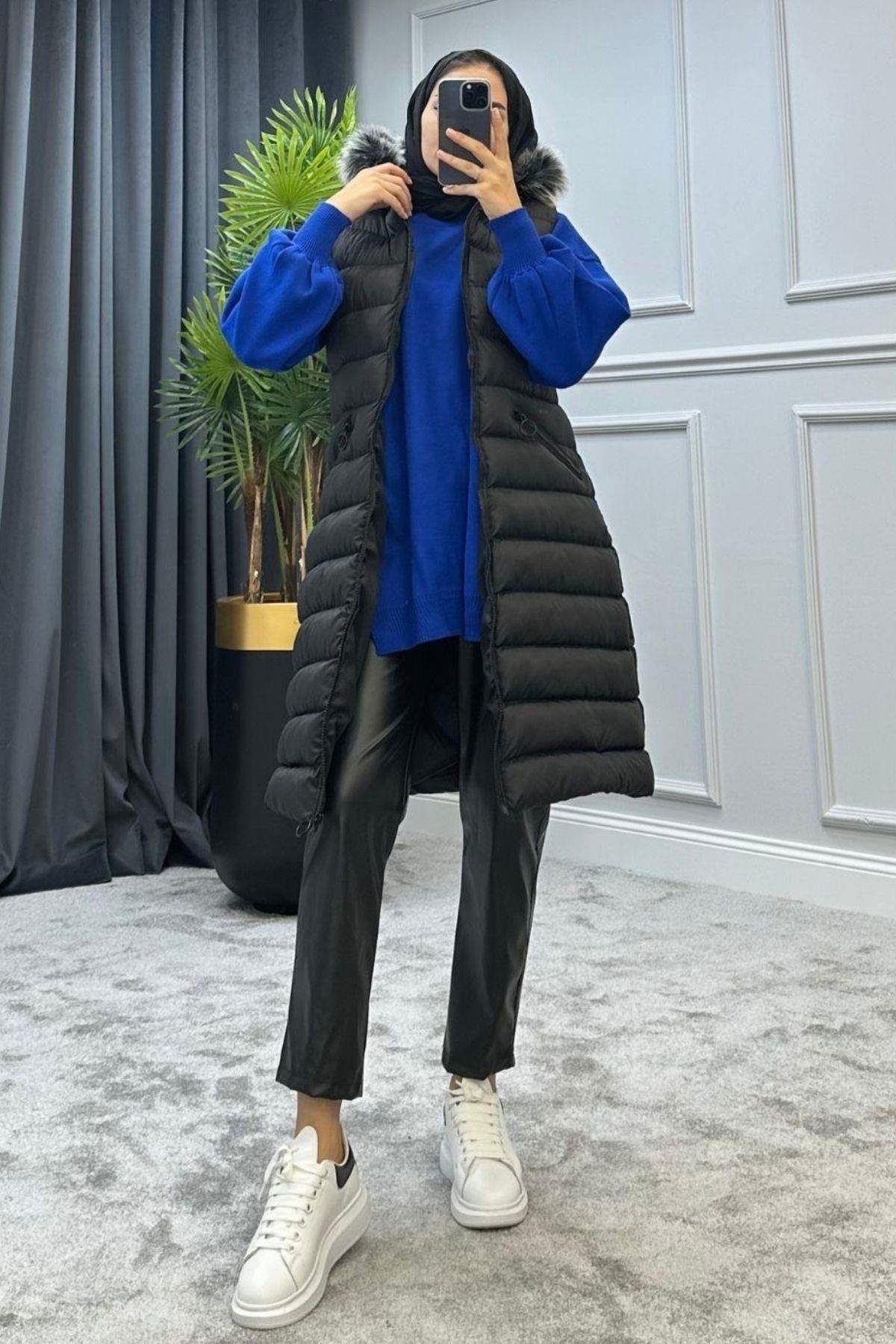 Kürklü Şişme Yelek Siyah Siyah, Fiyatları 