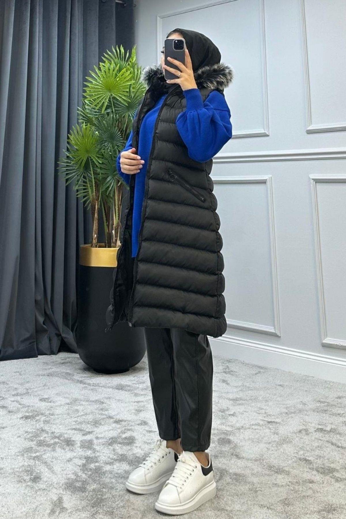 Kürklü Şişme Yelek Siyah Siyah, Fiyatları 