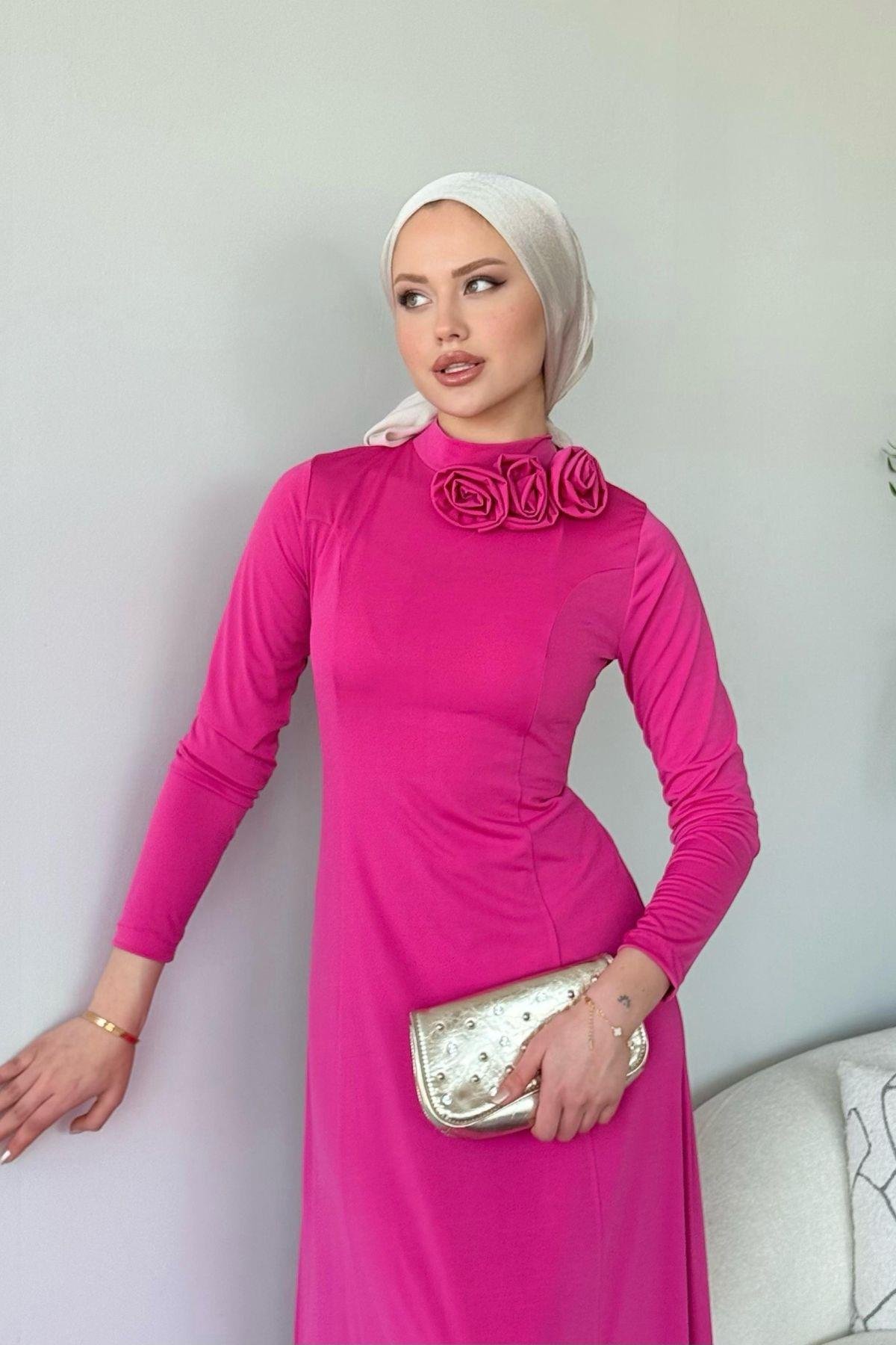 Kuveyt Sandy Elbise Fuşya, Fiyatları Kuveyt Sandy Elbise Fuşya- Haza Moda 