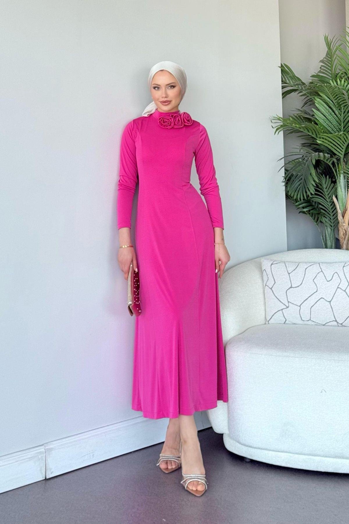 Kuveyt Sandy Elbise Fuşya, Fiyatları Kuveyt Sandy Elbise Fuşya- Haza Moda 