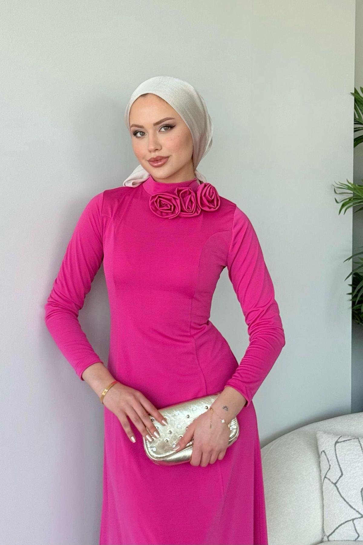 Kuveyt Sandy Elbise Fuşya, Fiyatları Kuveyt Sandy Elbise Fuşya- Haza Moda 