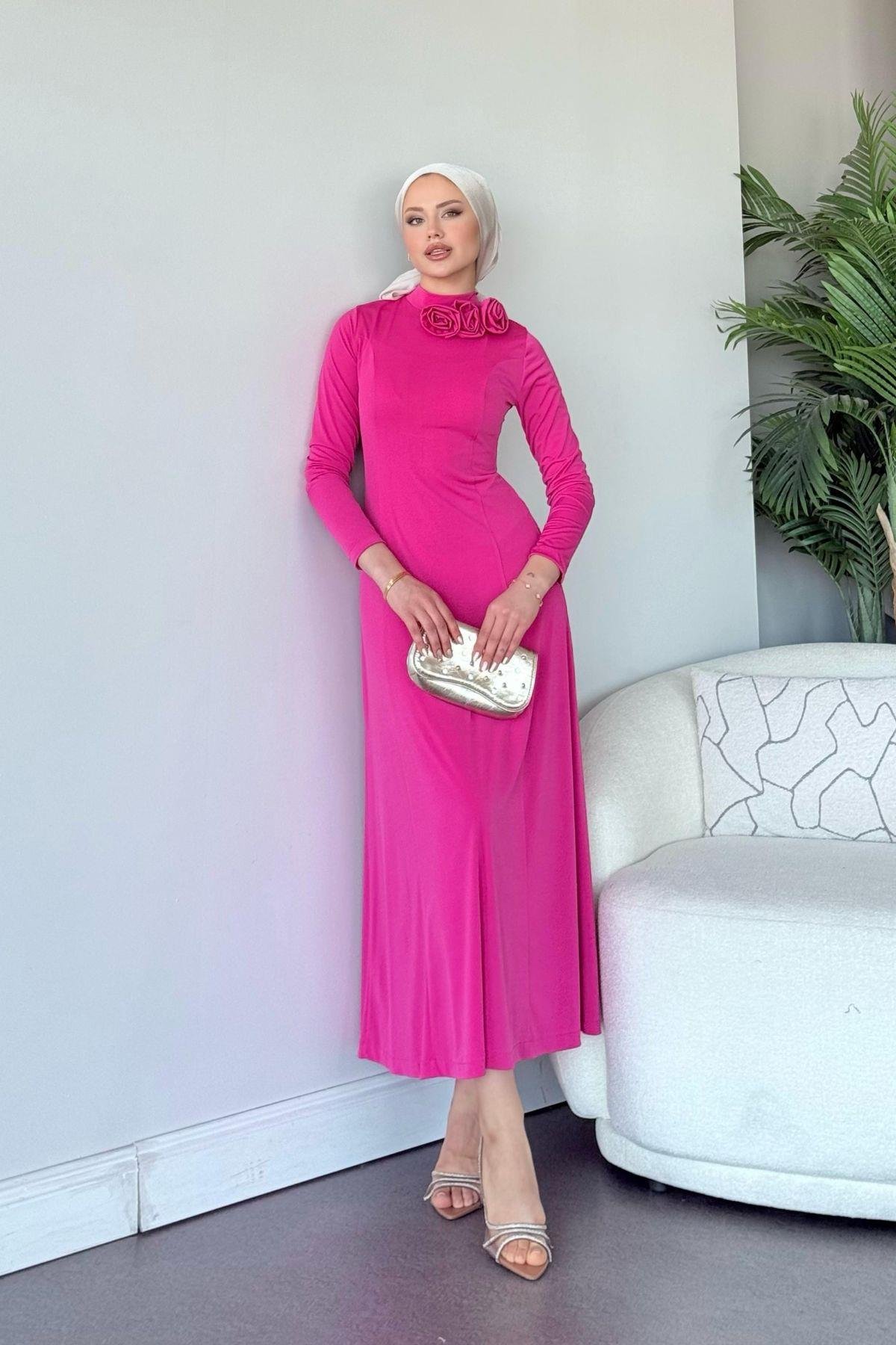 Kuveyt Sandy Elbise Fuşya, Fiyatları Kuveyt Sandy Elbise Fuşya- Haza Moda 