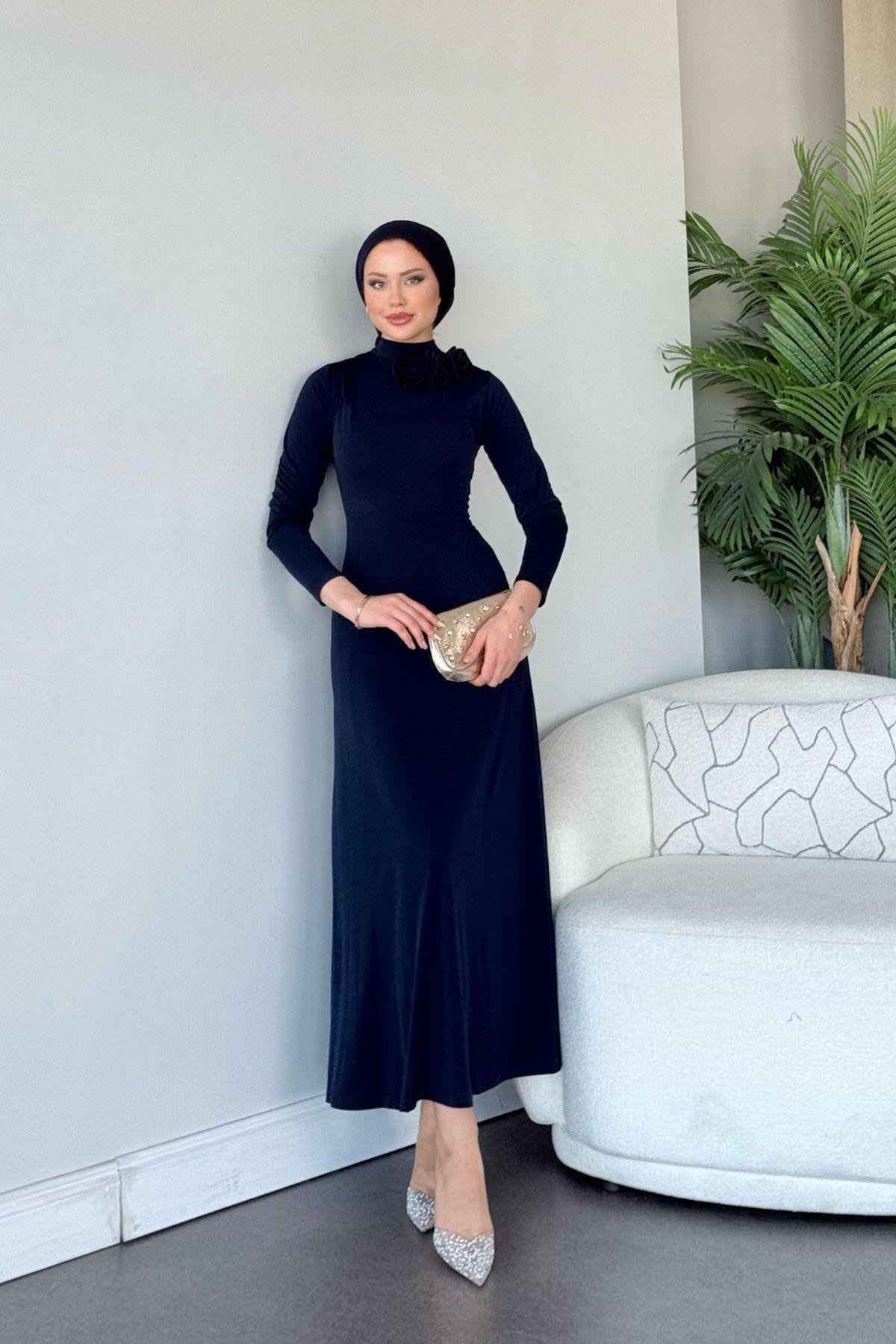 Kuveyt Sandy Elbise Lacivert, Fiyatları Kuveyt Sandy Elbise Lacivert- Haza Moda 