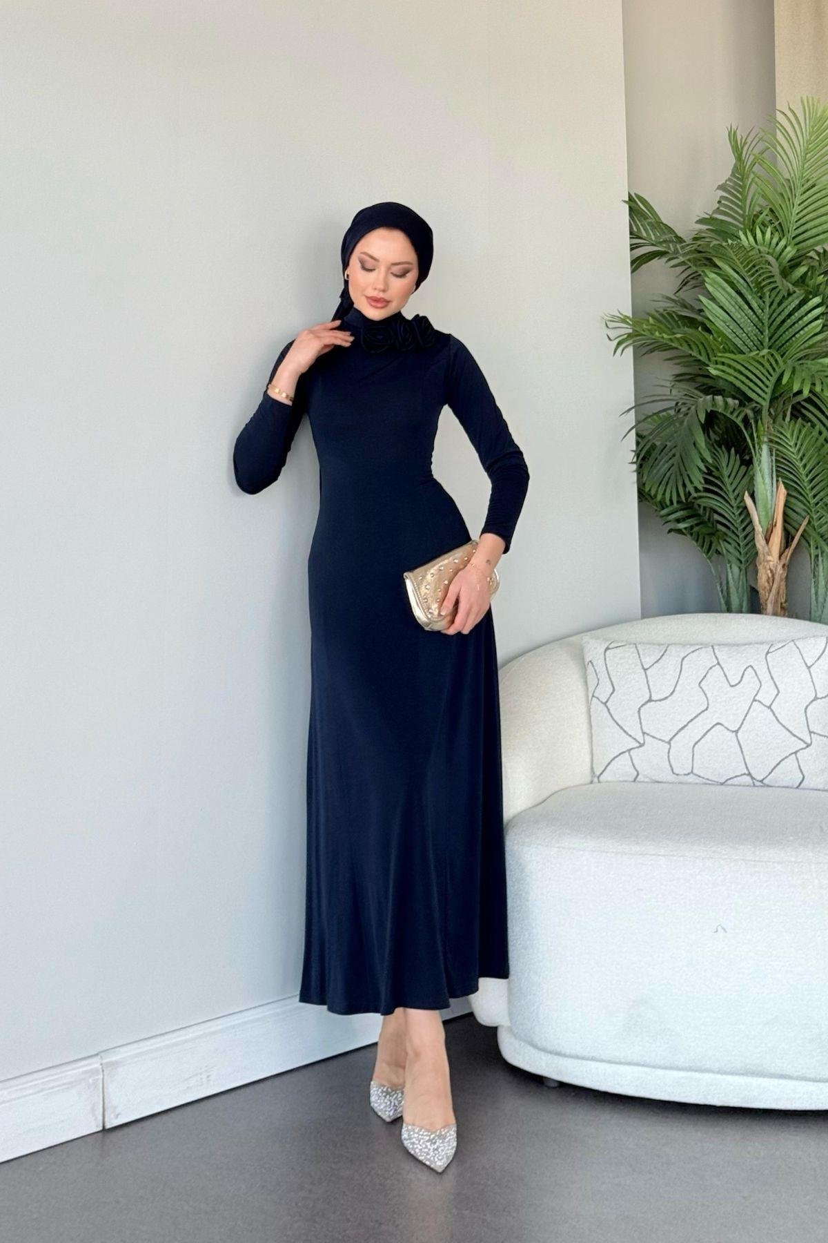 Kuveyt Sandy Elbise Lacivert, Fiyatları Kuveyt Sandy Elbise Lacivert- Haza Moda 