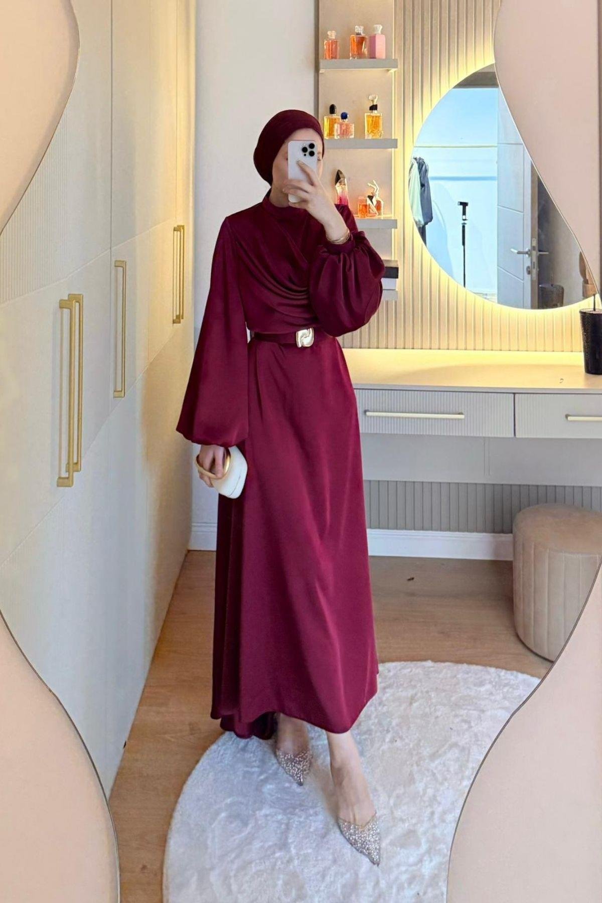 Kuyruklu Saten Abiye Bordo, Fiyatları 