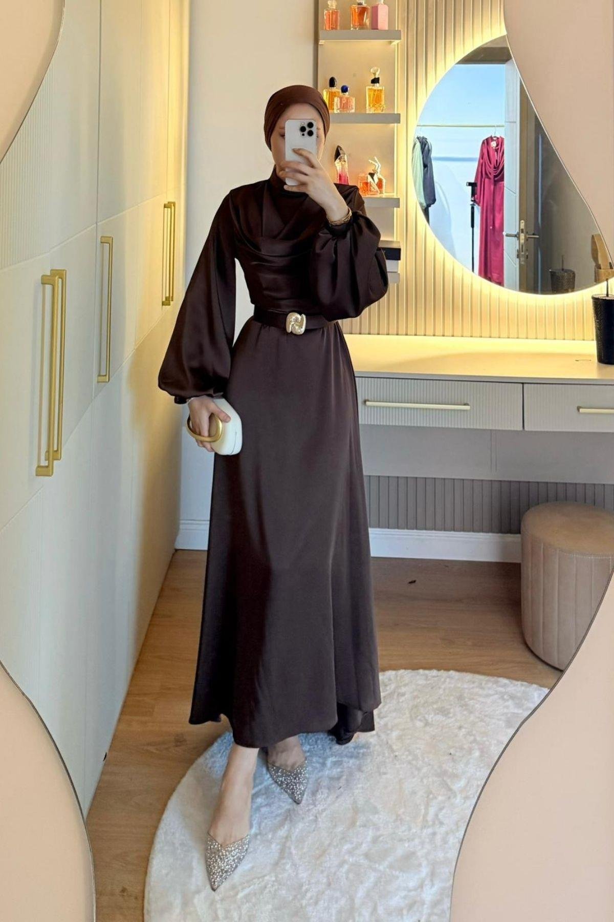 Kuyruklu Saten Abiye Kahve, Fiyatları 