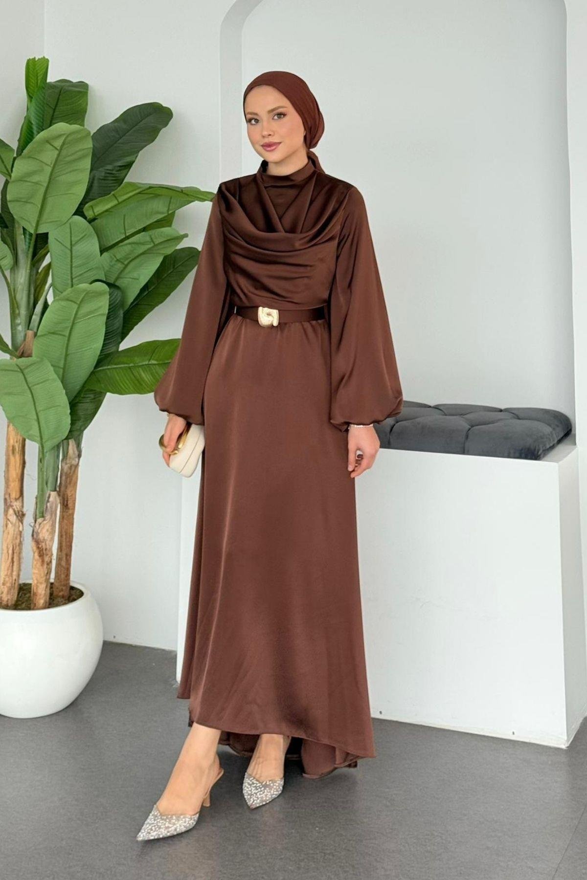 Kuyruklu Saten Abiye Kahve, Fiyatları 