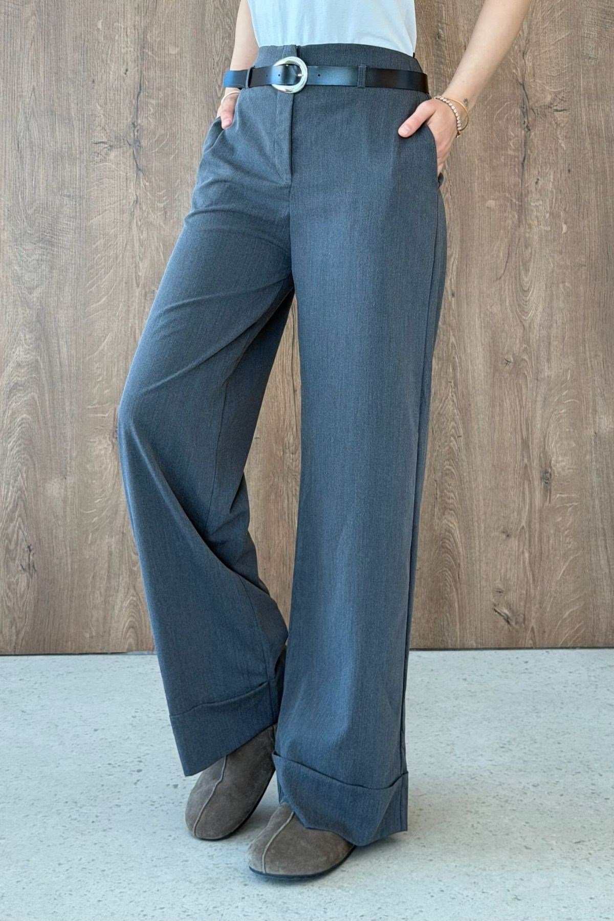 KUZEY Double Paça Pantolon Füme, Fiyatları KUZEY Double Paça Pantolon Füme | Haza Moda