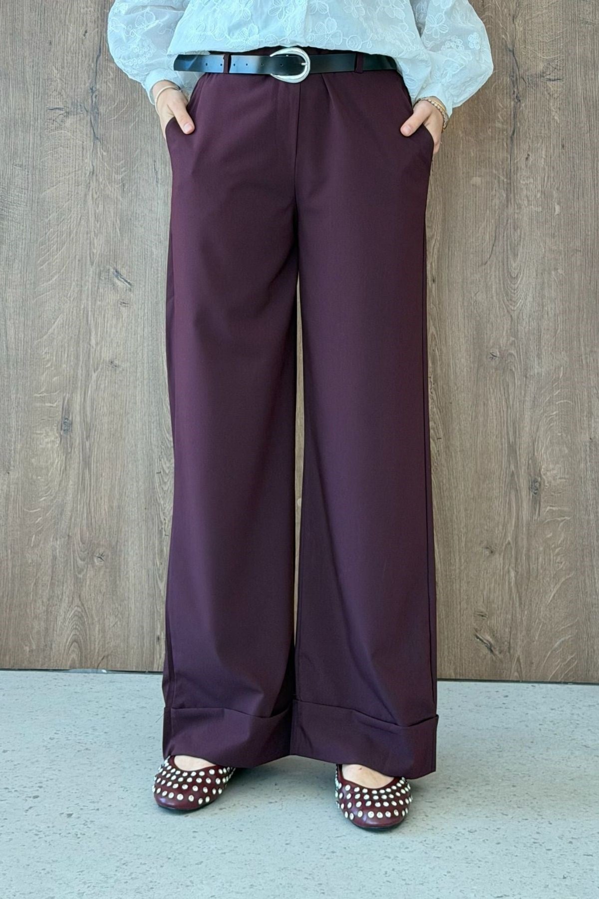 KUZEY Double Paça Pantolon Mürdüm, Fiyatları KUZEY Double Paça Pantolon Mürdüm | Haza Moda